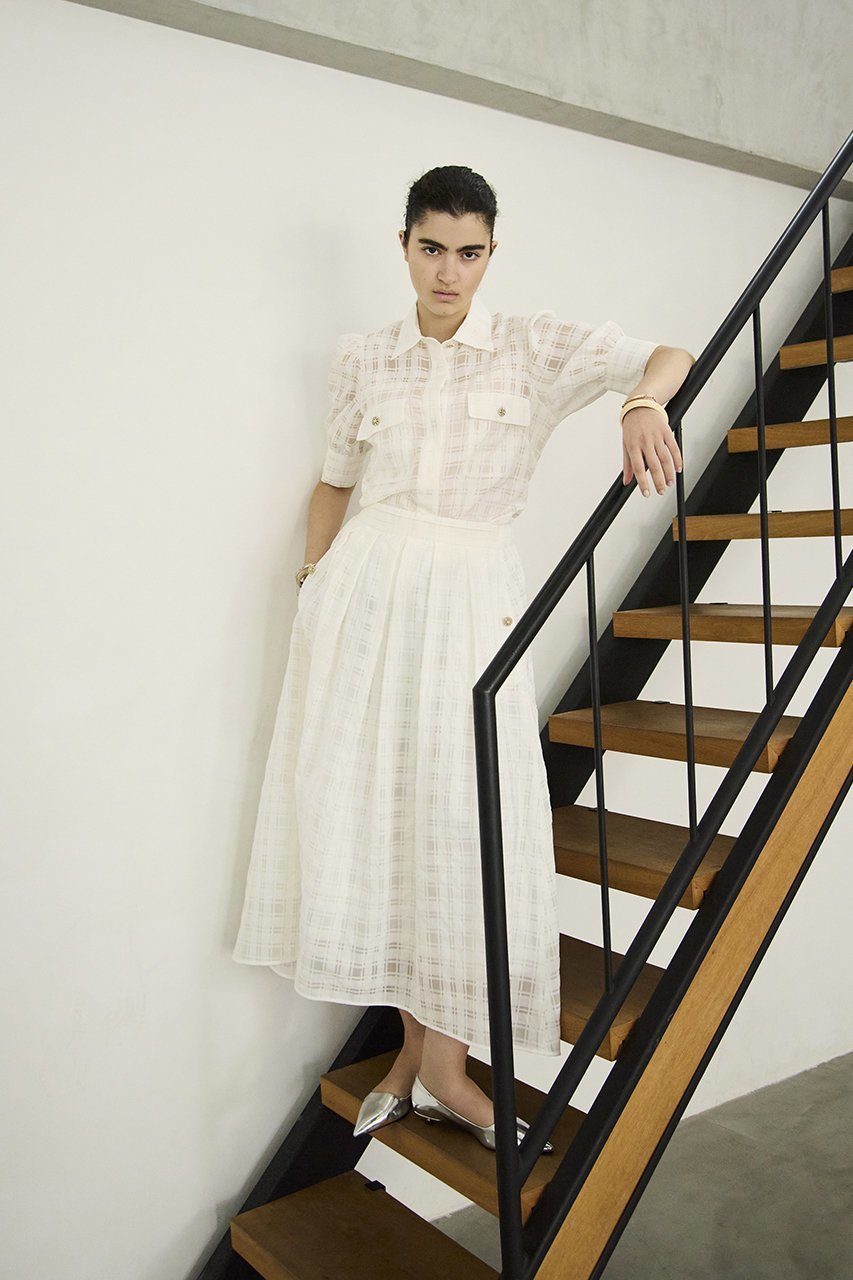 【エムダブリュー/MW】のコットンシルク チェック ブラウス 人気、トレンドファッション・服の通販 founy(ファニー) 　ファッション　Fashion　レディースファッション　Fashion for Women　トップス・カットソー　Cut & Sew Tops　シャツ・ブラウス・オフィスカジュアル　Elegant Blouses & Button-Ups　ショート　Short, Short Length　シルク　Silk, 100% Silk　スリーブ　Sleeve, Long Sleeve / Short Sleeve　チェック　Check, Plaid, Tartan　バランス　Balance, Style Balance　フレア　Flare, Flared　新作・新入荷　New Arrivals / New In　other-6|ID: prp329100004851255 ipo3291000000035576105