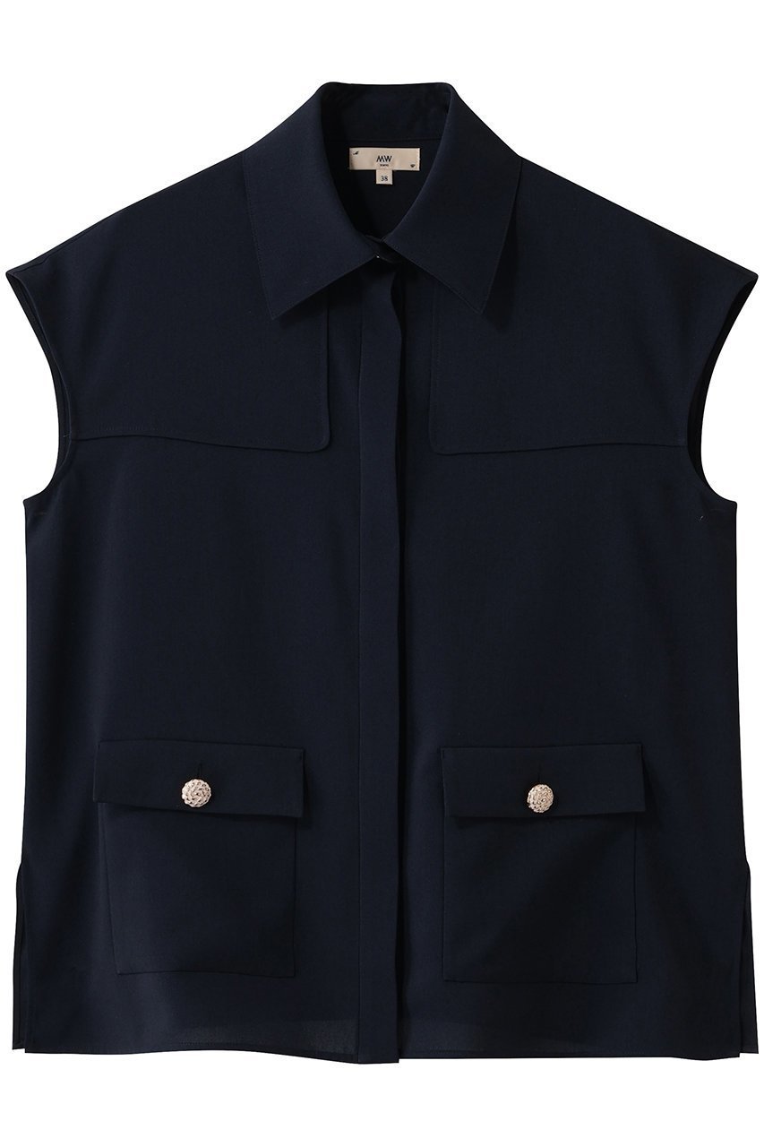 【エムダブリュー/MW】のトリアセテート (D) スリーブレス ブラウス インテリア・キッズ・メンズ・レディースファッション・服の通販 founy(ファニー) 　ファッション　Fashion　レディースファッション　Fashion for Women　トップス・カットソー　Cut & Sew Tops　キャミソール&ノースリーブ　Camisoles & Sleeveless Tops　シャツ・ブラウス・オフィスカジュアル　Elegant Blouses & Button-Ups　2026年　2026　イレギュラー　Irregular Design　インナー　Innerwear　ジャケット　Jacket, Outerwear　スリーブ　Sleeve, Long Sleeve / Short Sleeve　ノースリーブ　Sleeveless, No-Sleeve　ボトム　Bottoms, Lower Wear　モダン　Modern, Contemporary　リュクス　Luxury, Elegant, High-End, Chic　エレガント 上品　Elegant　夏　Summer　定番　Standard, Basic Item　春　Spring　S/S・春夏　SS, Spring/Summer, Warm Season　ダークネイビー|ID: prp329100004851259 ipo3291000000035576155