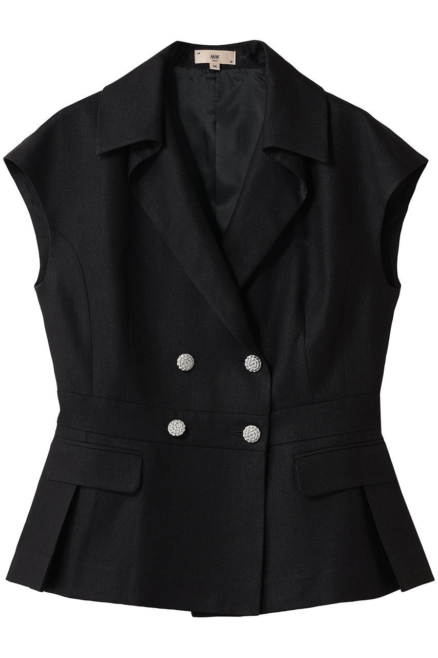 【エムダブリュー/MW】のトリアセテート (NL) ノースリーブ ダブル ジャケット インテリア・キッズ・メンズ・レディースファッション・服の通販 founy(ファニー) 　ファッション　Fashion　レディースファッション　Fashion for Women　アウター　Coat / Outerwear Collection　レディースジャケット・軽アウター　Jackets　インナー　Innerwear　カットソー　Cut and Sewn Top　ジャケット　Jacket, Outerwear　セットアップ　Set-Up, Coordinated Outfit　ダブル　Double, Double-Breasted　ドレープ　Drape, Draping Fabric　ノースリーブ　Sleeveless, No-Sleeve　ベスト　Vest, Waistcoat　リネン　Linen, Linen Fabric　エレガント 上品　Elegant　夏　Summer　新作・新入荷　New Arrivals / New In　春　Spring　S/S・春夏　SS, Spring/Summer, Warm Season　ブラック|ID: prp329100004851264 ipo3291000000035576225