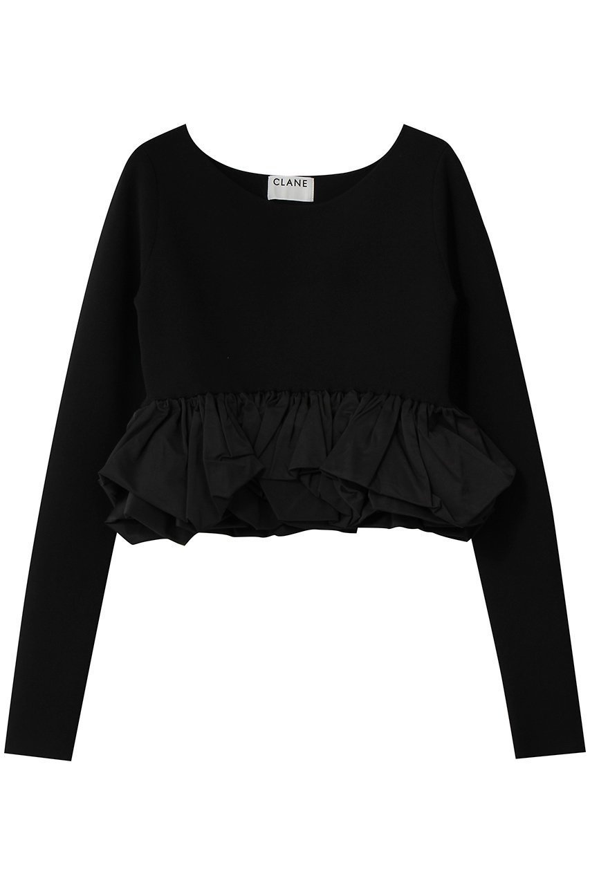 【クラネ/CLANE】のW BALLOON SHORT KNIT TOPS ニット/セーター インテリア・キッズ・メンズ・レディースファッション・服の通販 founy(ファウニー) 　ファッション　Fashion　レディースファッション　Fashion for Women　トップス・カットソー　Cut & Sew Tops　ニット　Knit Tops & Sweaters　カジュアルプルオーバー・ニットトップス　Pullovers & Knit Tops / Casual Pullovers　オケージョン　Occasion Wear　セーター　Sweater, Knitwear　バルーン　Balloon, Balloon Silhouette　パーティ　Party, Party Style　ペプラム　Peplum, Flared Hem　BLACK|ID: prp329100004851279 ipo3291000000036838436