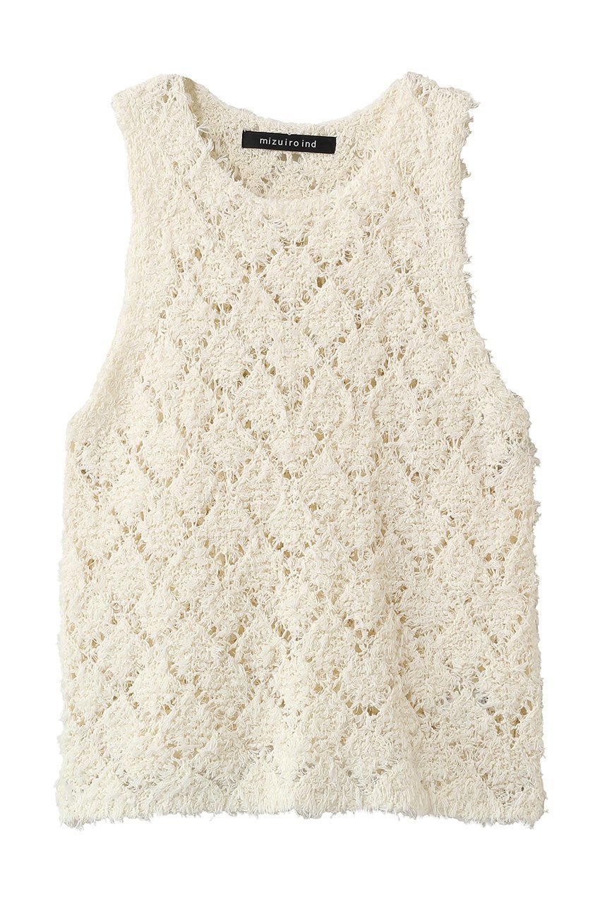 【ミズイロ インド/mizuiro ind】のpatterned vest ベスト 大人の最旬トレンドファッション＆コーディネート founy(ファウニー) 　ファッション　Fashion　レディースファッション　Fashion for Women　トップス・カットソー　Cut & Sew Tops　ニット　Knit Tops & Sweaters　ベスト&ジレ / 重ね着スタイル　Vests & Gilets　カジュアルプルオーバー・ニットトップス　Pullovers & Knit Tops / Casual Pullovers　シアー　Sheer, See-Through　フリンジ　Fringe, Tassel　ベスト　Vest, Waistcoat　 other-1|ID: prp329100004851280 ipo3291000000036807992