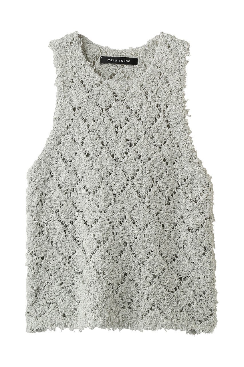 【ミズイロ インド/mizuiro ind】のpatterned vest ベスト インテリア・キッズ・メンズ・レディースファッション・服の通販 founy(ファウニー) 　ファッション　Fashion　レディースファッション　Fashion for Women　トップス・カットソー　Cut & Sew Tops　ニット　Knit Tops & Sweaters　ベスト&ジレ / 重ね着スタイル　Vests & Gilets　カジュアルプルオーバー・ニットトップス　Pullovers & Knit Tops / Casual Pullovers　シアー　Sheer, See-Through　フリンジ　Fringe, Tassel　ベスト　Vest, Waistcoat　l.gray|ID: prp329100004851280 ipo3291000000036807998