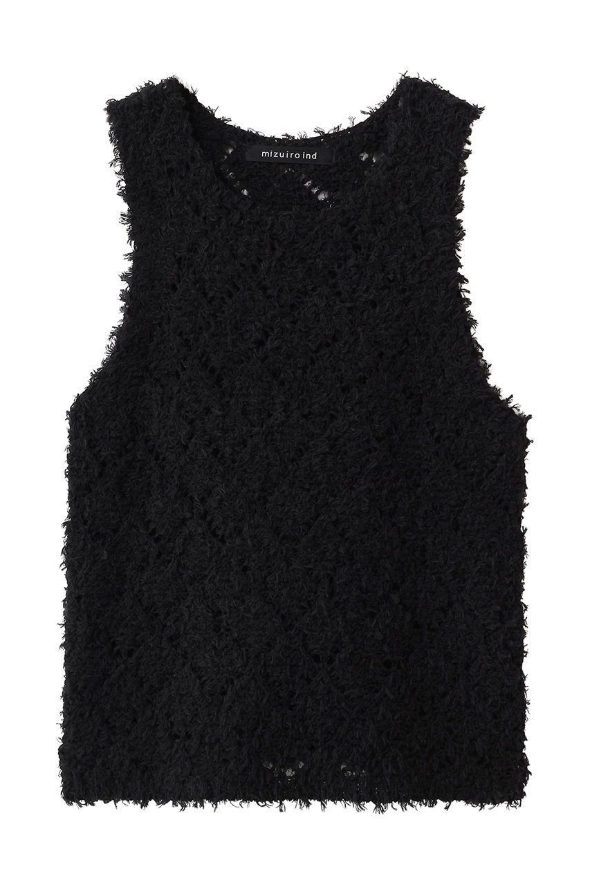 【ミズイロ インド/mizuiro ind】のpatterned vest ベスト インテリア・キッズ・メンズ・レディースファッション・服の通販 founy(ファウニー) 　ファッション　Fashion　レディースファッション　Fashion for Women　トップス・カットソー　Cut & Sew Tops　ニット　Knit Tops & Sweaters　ベスト&ジレ / 重ね着スタイル　Vests & Gilets　カジュアルプルオーバー・ニットトップス　Pullovers & Knit Tops / Casual Pullovers　シアー　Sheer, See-Through　フリンジ　Fringe, Tassel　ベスト　Vest, Waistcoat　black|ID: prp329100004851280 ipo3291000000036808000