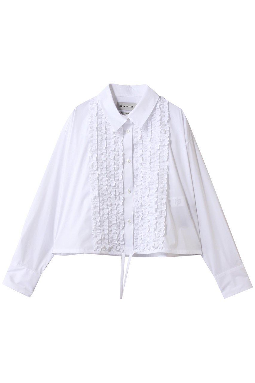 【デパリエ/DEPAREILLE】のコットンタイプライターフリルシャツ 人気、トレンドファッション・服の通販 founy(ファニー) ファッション Fashion レディースファッション Fashion for Women トップス・カットソー Cut & Sew Tops シャツ・ブラウス・オフィスカジュアル Elegant Blouses & Button-Ups スリーブ Sleeve, Long Sleeve / Short Sleeve タイプライター Typewriter Fabric, Crisp Cotton デニム Denim, Jeans Material フリル Frill, Ruffle フレア Flare, Flared フロント Front, Front Design ロング Long, Long-Length other-1|ID: prp329100004851305 ipo3291000000036163789