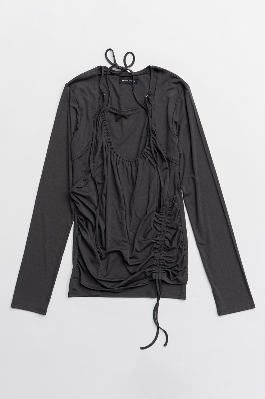 【メゾンスペシャル/MAISON SPECIAL】のHalter Neck Layered Tops/ホルターネックレイヤードトップス 人気、トレンドファッション・服の通販 founy(ファニー) 　ファッション　Fashion　レディースファッション　Fashion for Women　トップス・カットソー　Cut & Sew Tops　シャツ・ブラウス・オフィスカジュアル　Elegant Blouses & Button-Ups　ロングTシャツ・Tシャツ　Longline T-Shirts & Tees　カットソー・ベーシックTシャツ　Cut-and-Sewn Tops / Stretch Tees & Basics　2026年　2026　スリーブ　Sleeve, Long Sleeve / Short Sleeve　ロング　Long, Long-Length　夏　Summer　春　Spring　S/S・春夏　SS, Spring/Summer, Warm Season　 other-1|ID: prp329100004851891 ipo3291000000035609962