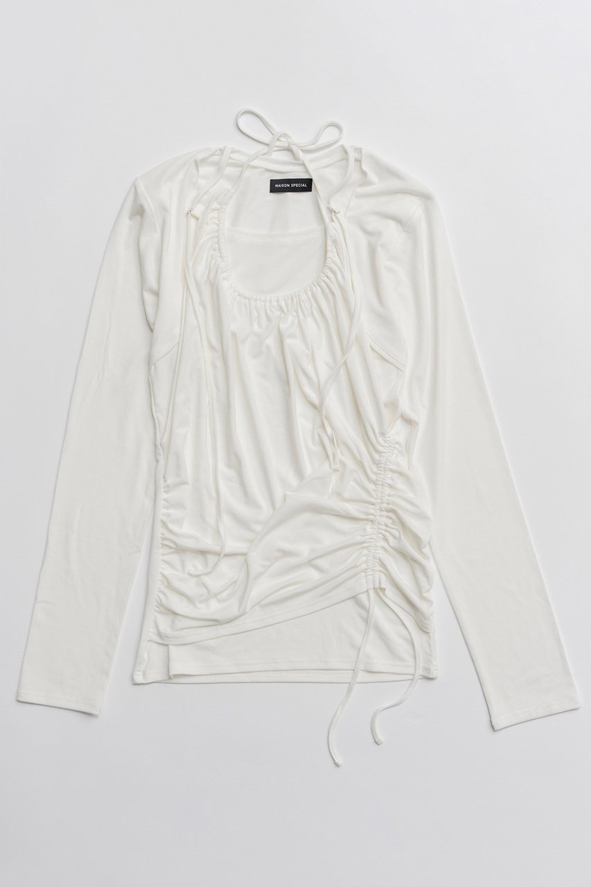 【メゾンスペシャル/MAISON SPECIAL】のHalter Neck Layered Tops/ホルターネックレイヤードトップス インテリア・キッズ・メンズ・レディースファッション・服の通販 founy(ファニー) 　ファッション　Fashion　レディースファッション　Fashion for Women　トップス・カットソー　Cut & Sew Tops　シャツ・ブラウス・オフィスカジュアル　Elegant Blouses & Button-Ups　ロングTシャツ・Tシャツ　Longline T-Shirts & Tees　カットソー・ベーシックTシャツ　Cut-and-Sewn Tops / Stretch Tees & Basics　2026年　2026　スリーブ　Sleeve, Long Sleeve / Short Sleeve　ロング　Long, Long-Length　夏　Summer　春　Spring　S/S・春夏　SS, Spring/Summer, Warm Season　WHT(ホワイト)|ID: prp329100004851891 ipo3291000000035609965