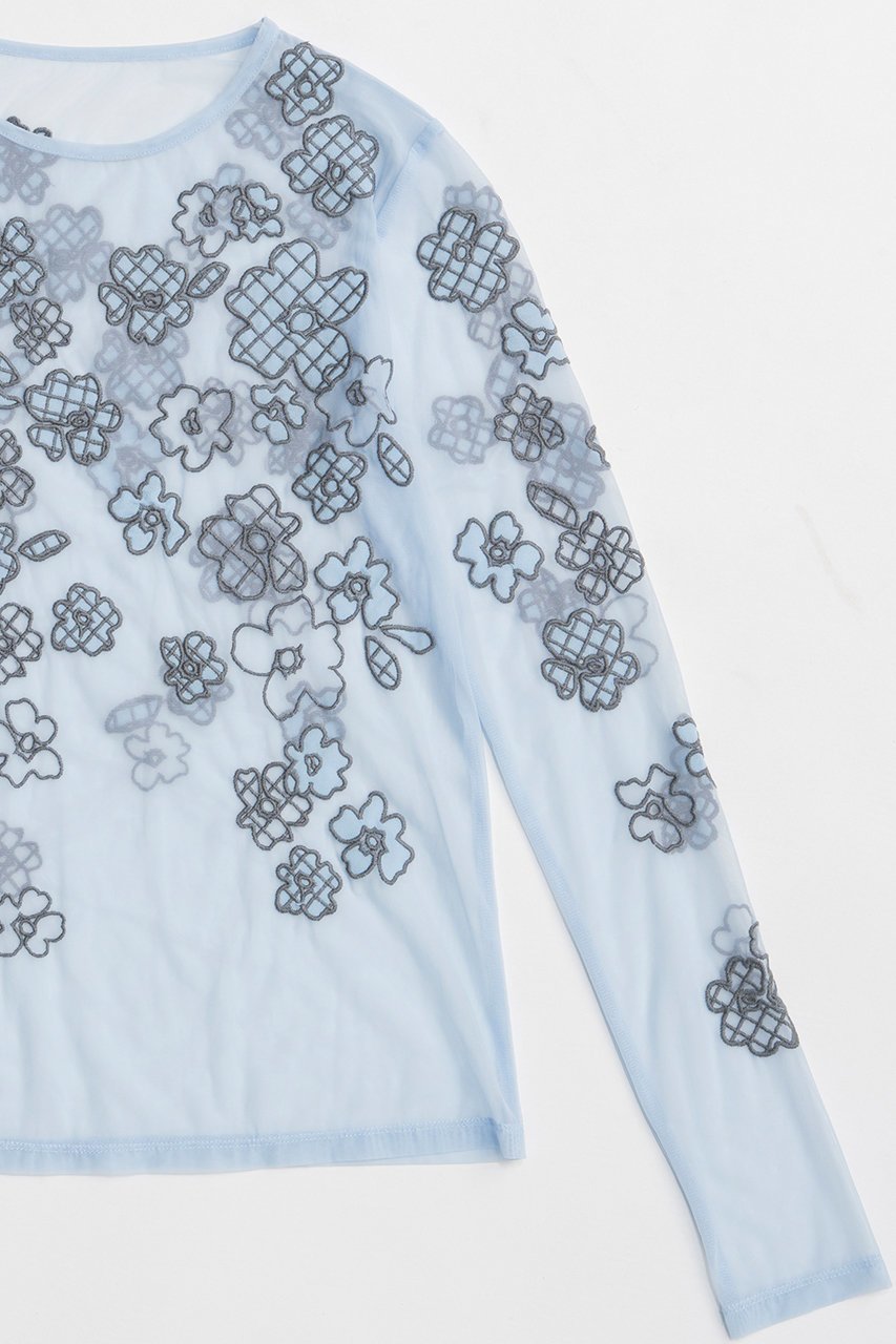 【メゾンスペシャル/MAISON SPECIAL】のFlower Embroidery Sheer Tops/フラワーエンブロイダリーシアートップス 人気、トレンドファッション・服の通販 founy(ファニー) 　ファッション　Fashion　レディースファッション　Fashion for Women　トップス・カットソー　Cut & Sew Tops　シャツ・ブラウス・オフィスカジュアル　Elegant Blouses & Button-Ups　ロングTシャツ・Tシャツ　Longline T-Shirts & Tees　カットソー・ベーシックTシャツ　Cut-and-Sewn Tops / Stretch Tees & Basics　2026年　2026　おすすめ　Recommended / Our Picks　インナー　Innerwear　ジャケット　Jacket, Outerwear　スリーブ　Sleeve, Long Sleeve / Short Sleeve　フラワー　Flower, Floral　ロング　Long, Long-Length　夏　Summer　春　Spring　S/S・春夏　SS, Spring/Summer, Warm Season　other-3|ID: prp329100004851913 ipo3291000000035610163