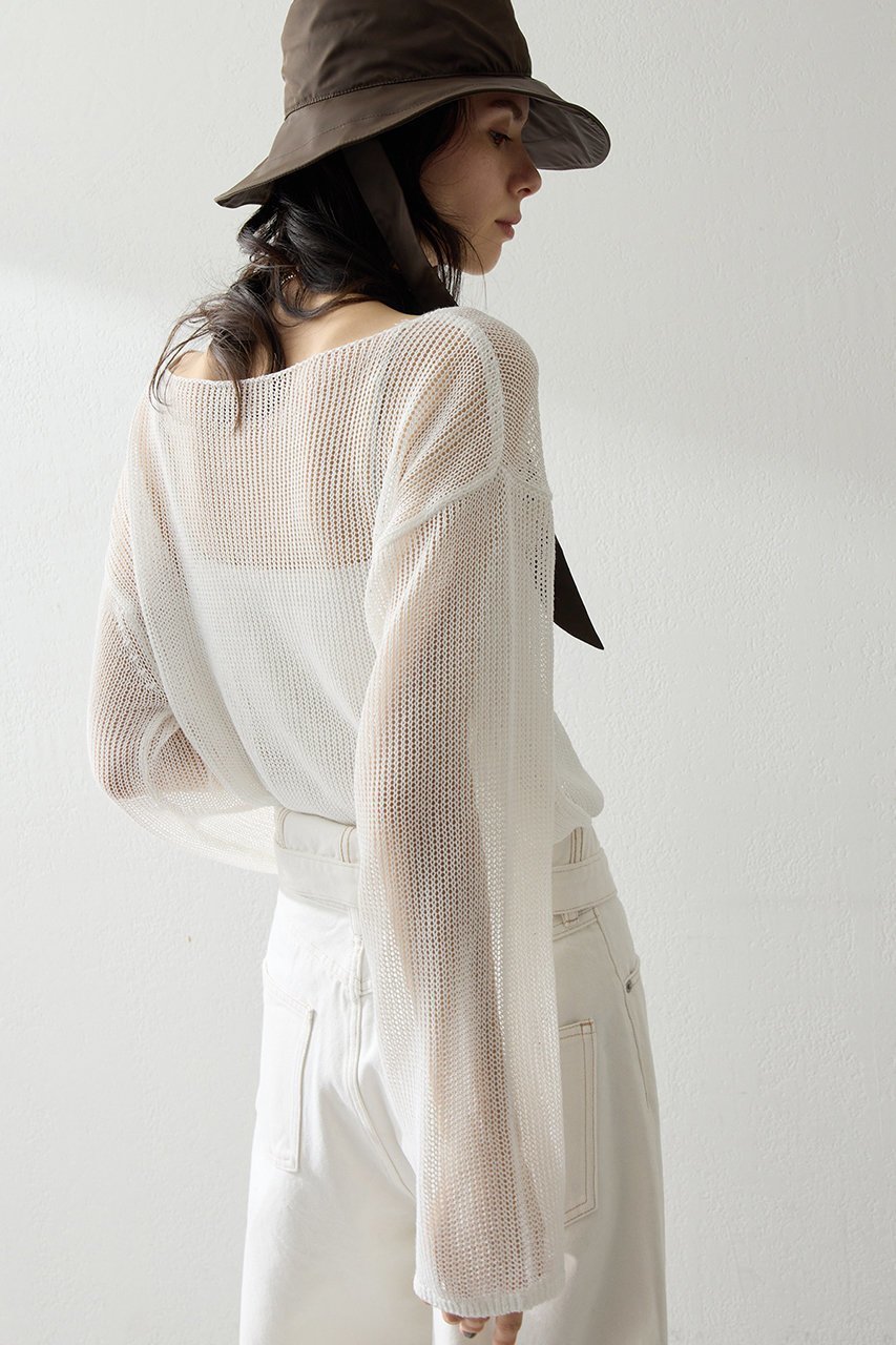 【ウィムガゼット/Whim Gazette】のボートメッシュニットプルオーバー 人気、トレンドファッション・服の通販 founy(ファニー) 　ファッション　Fashion　レディースファッション　Fashion for Women　トップス・カットソー　Cut & Sew Tops　ニット　Knit Tops & Sweaters　カジュアルプルオーバー・ニットトップス　Pullovers & Knit Tops / Casual Pullovers　2026年　2026　シンプル　Simple, Minimal　フェミニン　Feminine, Girly　メッシュ　Mesh, Net Fabric　リラックス　Relax, Relaxed Fit　夏　Summer　春　Spring　S/S・春夏　SS, Spring/Summer, Warm Season　other-5|ID: prp329100004851938 ipo3291000000035610380