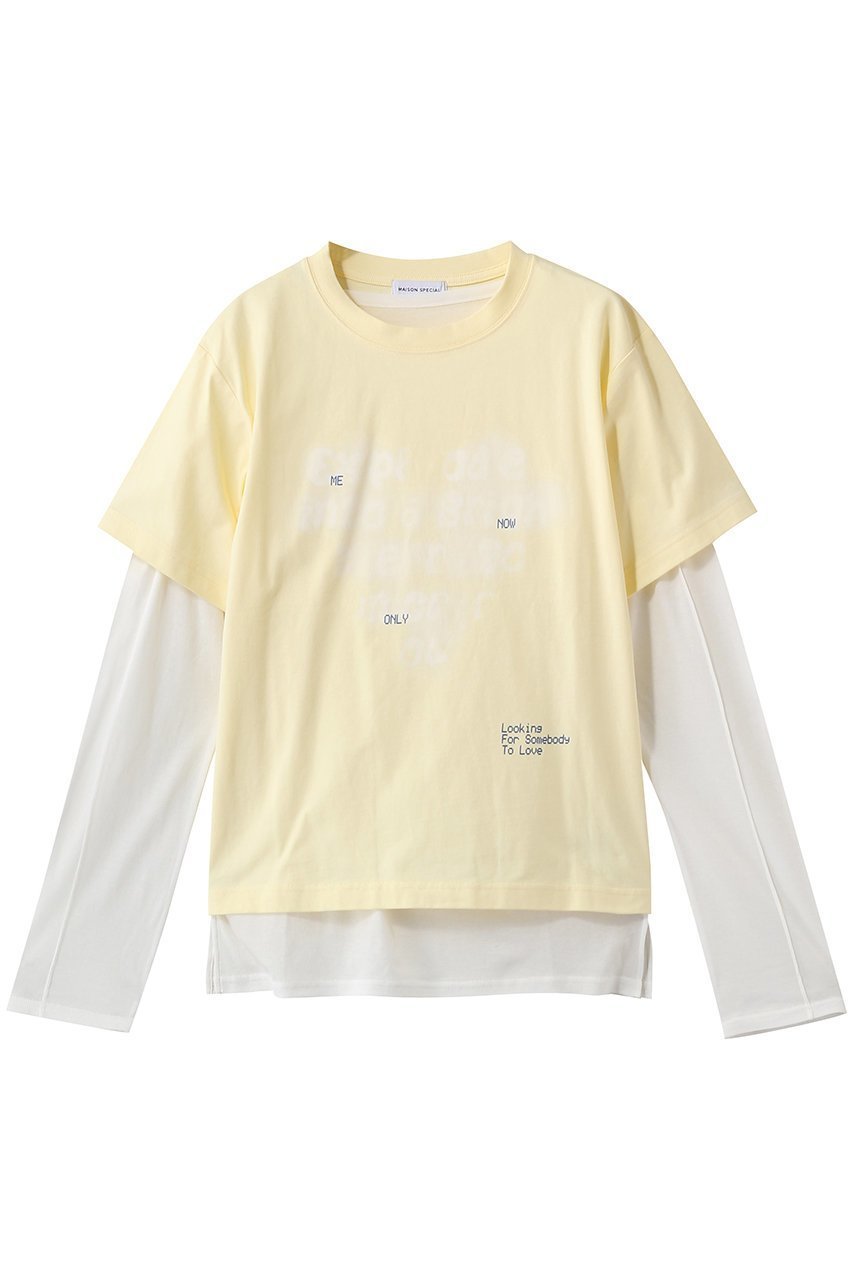 【メゾンスペシャル/MAISON SPECIAL】のOpen Heart Layered T-Shirt/オープンハートレイヤードTシャツ インテリア・キッズ・メンズ・レディースファッション・服の通販 founy(ファニー) 　ファッション　Fashion　レディースファッション　Fashion for Women　トップス・カットソー　Cut & Sew Tops　シャツ・ブラウス・オフィスカジュアル　Elegant Blouses & Button-Ups　ロングTシャツ・Tシャツ　Longline T-Shirts & Tees　カットソー・ベーシックTシャツ　Cut-and-Sewn Tops / Stretch Tees & Basics　2026年　2026　シアー　Sheer, See-Through　スリーブ　Sleeve, Long Sleeve / Short Sleeve　ロング　Long, Long-Length　夏　Summer　春　Spring　S/S・春夏　SS, Spring/Summer, Warm Season　長袖　Long Sleeve, Full Sleeve　L.YEL(ライトイエロー)|ID: prp329100004851945 ipo3291000000035610441