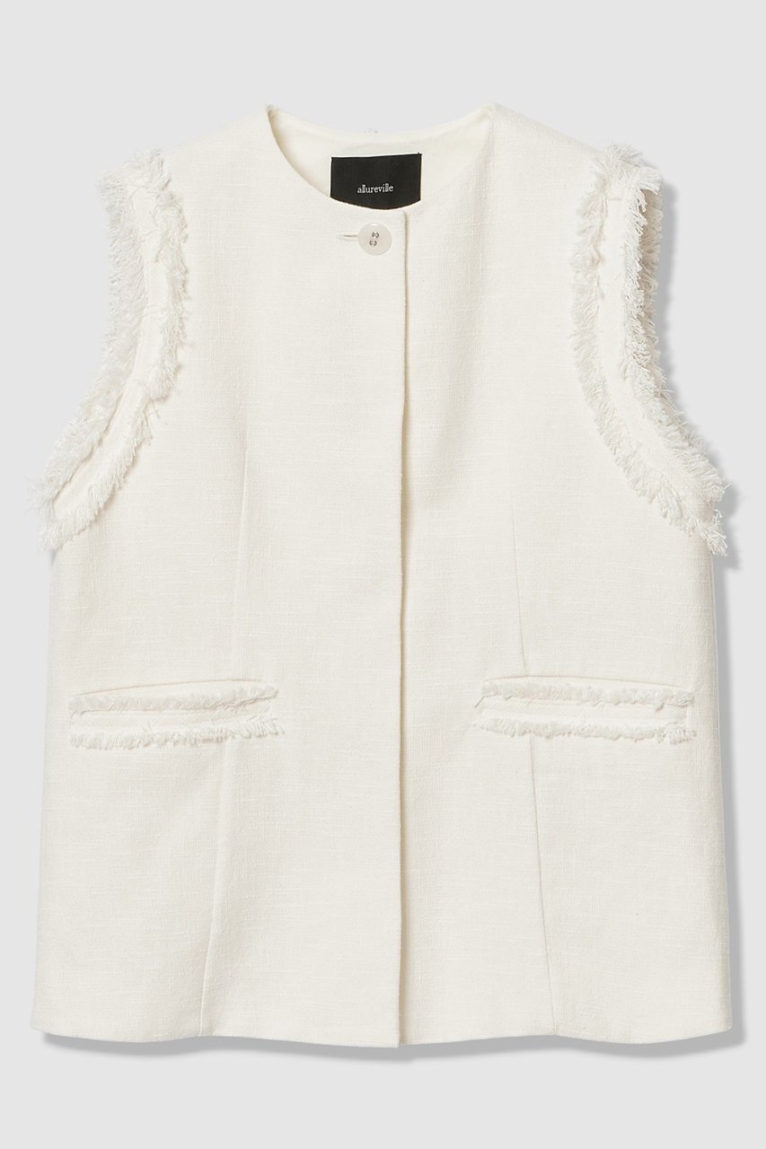 【アルアバイル/allureville】のミックスツイードフレアジレ インテリア・キッズ・メンズ・レディースファッション・服の通販 founy(ファニー) 　ファッション　Fashion　レディースファッション　Fashion for Women　アウター　Coat / Outerwear Collection　レディースジャケット・軽アウター　Jackets　2026年　2026　ジャケット　Jacket, Outerwear　ツイード　Twill, Twill Weave　ベスト　Vest, Waistcoat　夏　Summer　春　Spring　S/S・春夏　SS, Spring/Summer, Warm Season　無地　Plain, Solid Color　オフホワイト|ID: prp329100004851954 ipo3291000000035610518