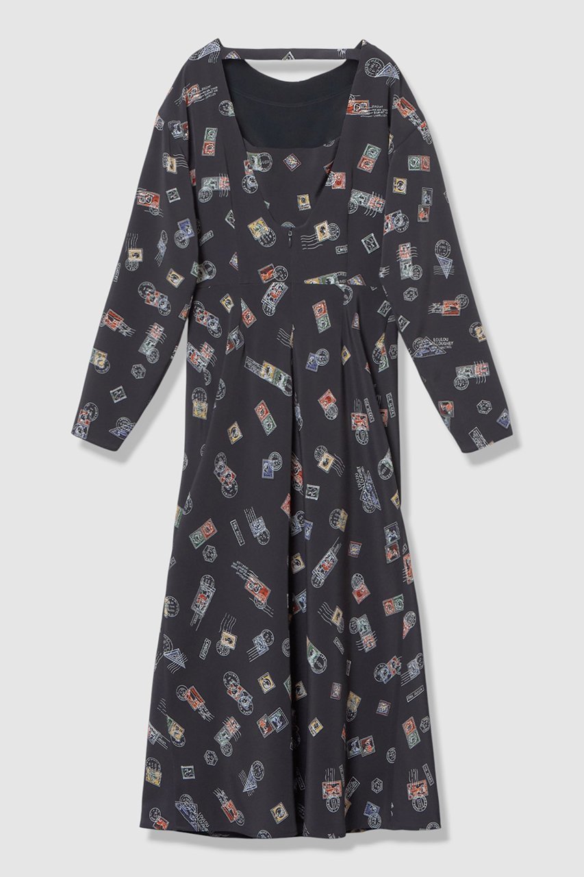 【アルアバイル/allureville】の【LOULOU WILLOUGHBY】レタープリントワンピース 人気、トレンドファッション・服の通販 founy(ファニー) 　ファッション　Fashion　レディースファッション　Fashion for Women　ワンピース　Dresses　チュニック　Tunic Tops & Dresses　2026年　2026　おすすめ　Recommended / Our Picks　キャミソール　Camisole, Spaghetti Strap Top　チュニック　Tunic, Long Top　ドレープ　Drape, Draping Fabric　プリント　Print, Printed Pattern　モチーフ　Motif, Design Theme　ロング　Long, Long-Length　夏　Summer　春　Spring　S/S・春夏　SS, Spring/Summer, Warm Season　other-2|ID: prp329100004851956 ipo3291000000035610535