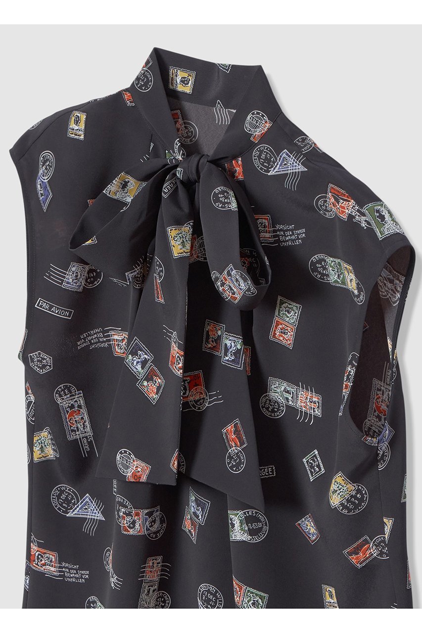 【アルアバイル/allureville】の【LOULOU WILLOUGHBY】レタープリントリボンブラウス 人気、トレンドファッション・服の通販 founy(ファニー) 　ファッション　Fashion　レディースファッション　Fashion for Women　トップス・カットソー　Cut & Sew Tops　シャツ・ブラウス・オフィスカジュアル　Elegant Blouses & Button-Ups　2026年　2026　ショート　Short, Short Length　スリーブ　Sleeve, Long Sleeve / Short Sleeve　フレンチ　French, French Style　プリント　Print, Printed Pattern　モチーフ　Motif, Design Theme　夏　Summer　春　Spring　S/S・春夏　SS, Spring/Summer, Warm Season　other-3|ID: prp329100004851957 ipo3291000000035610546