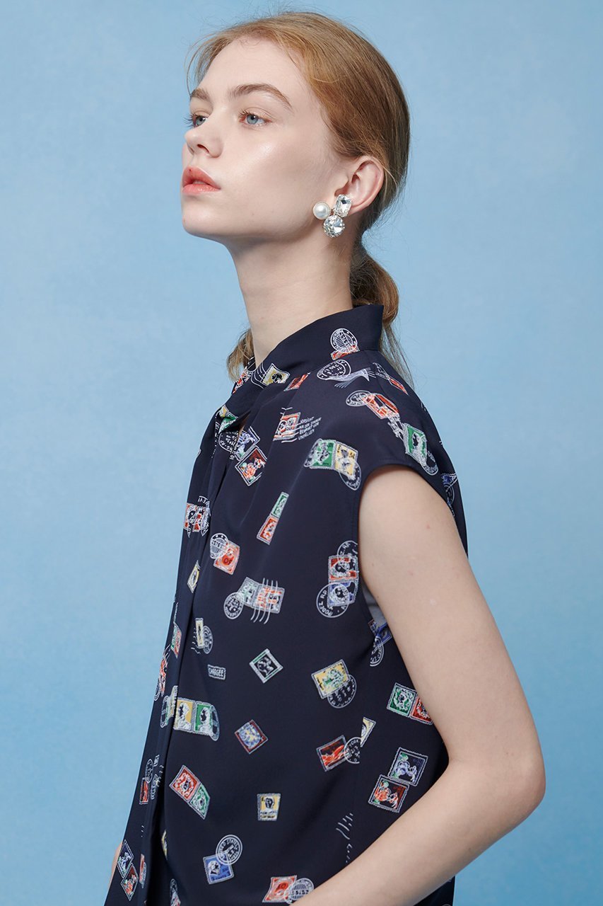 【アルアバイル/allureville】の【LOULOU WILLOUGHBY】レタープリントリボンブラウス 人気、トレンドファッション・服の通販 founy(ファニー) 　ファッション　Fashion　レディースファッション　Fashion for Women　トップス・カットソー　Cut & Sew Tops　シャツ・ブラウス・オフィスカジュアル　Elegant Blouses & Button-Ups　2026年　2026　ショート　Short, Short Length　スリーブ　Sleeve, Long Sleeve / Short Sleeve　フレンチ　French, French Style　プリント　Print, Printed Pattern　モチーフ　Motif, Design Theme　夏　Summer　春　Spring　S/S・春夏　SS, Spring/Summer, Warm Season　other-7|ID: prp329100004851957 ipo3291000000035610550