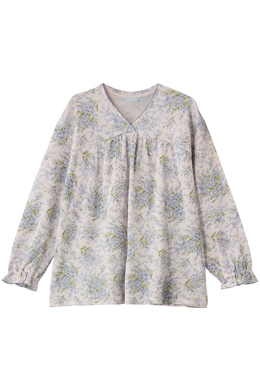 【キッドブルー/KID BLUE】の26ワッフルミモザトップス インテリア・キッズ・メンズ・レディースファッション・服の通販 founy(ファニー) 　ファッション　Fashion　レディースファッション　Fashion for Women　トップス・カットソー　Cut & Sew Tops　ギャザー　Gathered, Ruffled　パジャマ　Pajamas, Sleepwear　フェミニン　Feminine, Girly　ワッフル　Waffle, Waffle Knit　新作・新入荷　New Arrivals / New In　ブルー|ID: prp329100004852248 ipo3291000000035876417