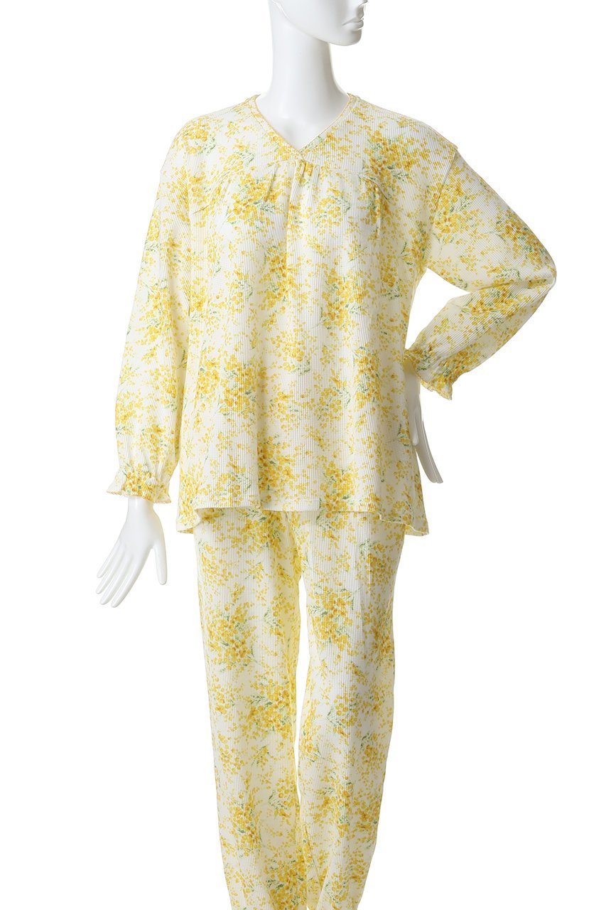 【キッドブルー/KID BLUE】の26ワッフルミモザトップス 人気、トレンドファッション・服の通販 founy(ファニー) 　ファッション　Fashion　レディースファッション　Fashion for Women　トップス・カットソー　Cut & Sew Tops　ギャザー　Gathered, Ruffled　パジャマ　Pajamas, Sleepwear　フェミニン　Feminine, Girly　ワッフル　Waffle, Waffle Knit　新作・新入荷　New Arrivals / New In　other-2|ID: prp329100004852248 ipo3291000000035876418