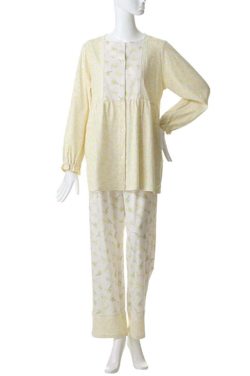 【キッドブルー/KID BLUE】の26ブリティッシュブーケNパジャマ 人気、トレンドファッション・服の通販 founy(ファニー) 　ファッション　Fashion　レディースファッション　Fashion for Women　トップス・カットソー　Cut & Sew Tops　ギャザー　Gathered, Ruffled　スリーブ　Sleeve, Long Sleeve / Short Sleeve　パジャマ　Pajamas, Sleepwear　プリント　Print, Printed Pattern　レース　Lace, Lace Fabric　ロング　Long, Long-Length　新作・新入荷　New Arrivals / New In　春　Spring　other-2|ID: prp329100004852252 ipo3291000000035876425