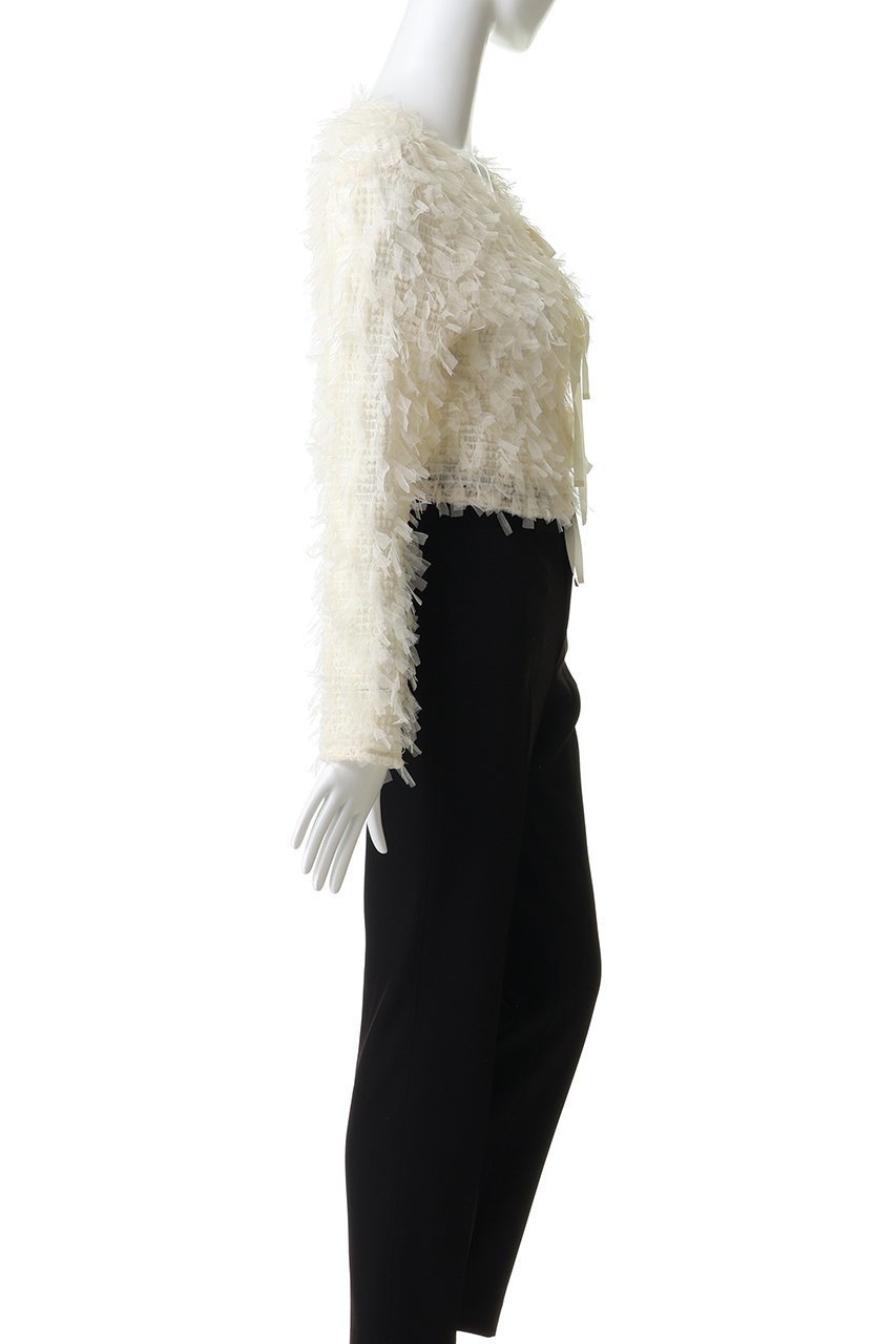 【ルール ロジェット/leur logette】のストレッチチュールカーディガン 人気、トレンドファッション・服の通販 founy(ファニー) 　ファッション　Fashion　レディースファッション　Fashion for Women　トップス・カットソー　Cut & Sew Tops　カーディガン・羽織り　Layered Style Cardigans　シャツ・ブラウス・オフィスカジュアル　Elegant Blouses & Button-Ups　ロングTシャツ・Tシャツ　Longline T-Shirts & Tees　カットソー・ベーシックTシャツ　Cut-and-Sewn Tops / Stretch Tees & Basics　カーディガン　Cardigan, Knitwear　ストレッチ　Stretch, Stretchy Fabric　チュール　Tulip, Tulip Motif　フロント　Front, Front Design　リボン　Ribbon, Bow　再入荷　Restock / Back in Stock　other-3|ID: prp329100004852715 ipo3291000000036414797