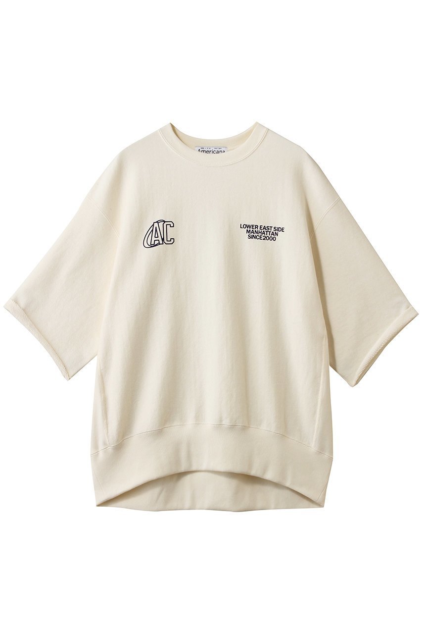 【アメリカーナ/Americana】のCUT OFF リバースウィーブスウェット インテリア・キッズ・メンズ・レディースファッション・服の通販 founy(ファニー) 　ファッション　Fashion　レディースファッション　Fashion for Women　トップス・カットソー　Cut & Sew Tops　シャツ・ブラウス・オフィスカジュアル　Elegant Blouses & Button-Ups　レディースパーカー・カジュアルフーディー　Casual Hoodies & Sweatshirts　ロングTシャツ・Tシャツ　Longline T-Shirts & Tees　スウェット・クルーネックトップス　Sweatshirts & Crewnecks / Relaxed Fit Sweat Tops　カットソー・ベーシックTシャツ　Cut-and-Sewn Tops / Stretch Tees & Basics　カットオフ　Cut-Off Design　ショート　Short, Short Length　スウェット / スエット　Sweatshirt, Sweatwear　スリーブ　Sleeve, Long Sleeve / Short Sleeve　トレンド　Trend, Trending Now　フロント　Front, Front Design　プリント　Print, Printed Pattern　リラックス　Relax, Relaxed Fit　アイボリー|ID: prp329100004852729 ipo3291000000036130905