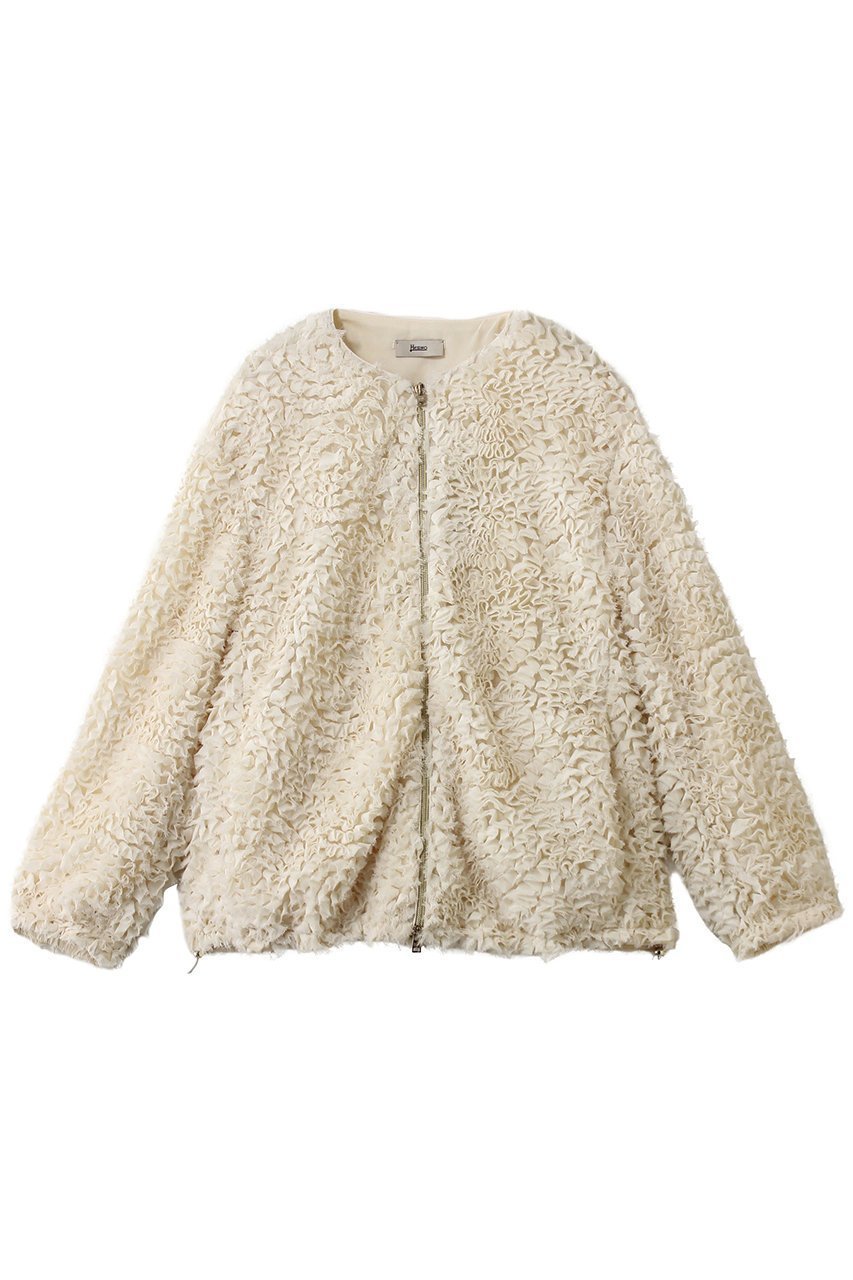 【ヘルノ/HERNO】のフリル ノーカラーブルゾン 人気、トレンドファッション・服の通販 founy(ファニー) 　ファッション　Fashion　レディースファッション　Fashion for Women　アウター　Coat / Outerwear Collection　レディースジャケット・軽アウター　Jackets　ブルゾンジャケット・スポーティアウター　Blouson Jackets　ジャケット　Jacket, Outerwear　ジョーゼット　Georgette, Semi-Sheer Fabric　フリル　Frill, Ruffle　ブルゾン　Blouson, Bomber Jacket　 other-1|ID: prp329100004852730 ipo3291000000035922379