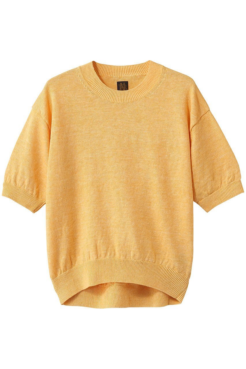 【バトナー/BATONER】のウォッシュドハイカウン リネン クルーネック ショートスリーブニットプルオーバー インテリア・キッズ・メンズ・レディースファッション・服の通販 founy(ファニー) 　ファッション　Fashion　レディースファッション　Fashion for Women　トップス・カットソー　Cut & Sew Tops　ニット　Knit Tops & Sweaters　カジュアルプルオーバー・ニットトップス　Pullovers & Knit Tops / Casual Pullovers　2026年　2026　なめらか　Smooth, Silky Texture　リネン　Linen, Linen Fabric　夏　Summer　春　Spring　S/S・春夏　SS, Spring/Summer, Warm Season　イエロー|ID: prp329100004852734 ipo3291000000035638729