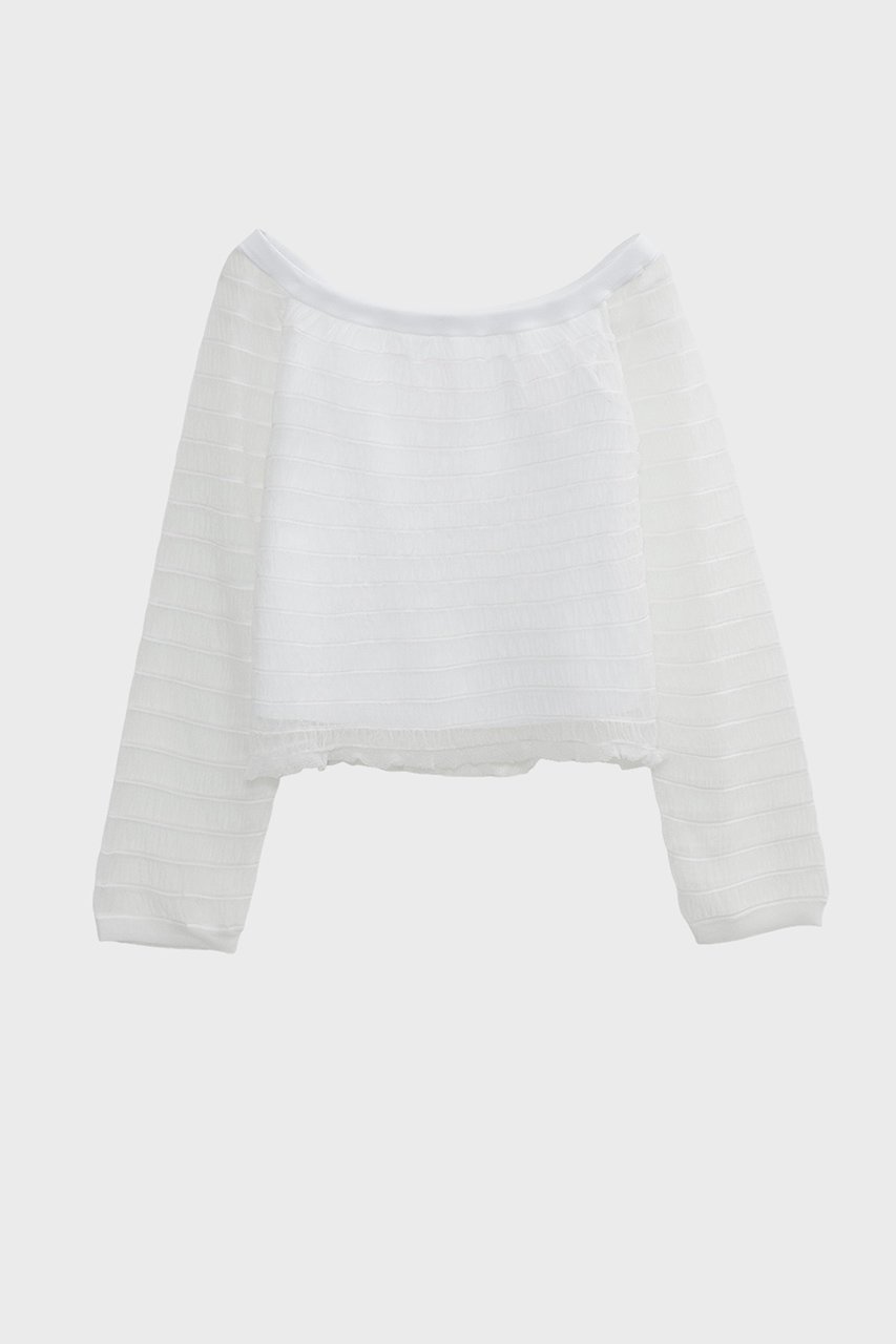 【スタニングルアー/STUNNING LURE】のオフショルダートップス インテリア・キッズ・メンズ・レディースファッション・服の通販 founy(ファニー) 　ファッション　Fashion　レディースファッション　Fashion for Women　トップス・カットソー　Cut & Sew Tops　シャツ・ブラウス・オフィスカジュアル　Elegant Blouses & Button-Ups　オフショルダー トップス　Off-Shoulder Tops / Bardot Style Tops　おすすめ　Recommended / Our Picks　シアー　Sheer, See-Through　シャーリング　Shirring, Ruched　スリーブ　Sleeve, Long Sleeve / Short Sleeve　デニム　Denim, Jeans Material　トレンド　Trend, Trending Now　ロング　Long, Long-Length　ワイド　Wide, Wide Fit　ホワイト|ID: prp329100004852744 ipo3291000000035638952