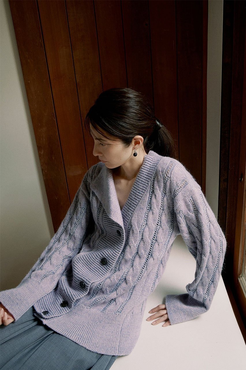 【スタニングルアー/STUNNING LURE】の【Waltz】アシンメトリーカラーカーディガン 人気、トレンドファッション・服の通販 founy(ファニー) 　ファッション　Fashion　レディースファッション　Fashion for Women　トップス・カットソー　Cut & Sew Tops　ニット　Knit Tops & Sweaters　カーディガン・羽織り　Layered Style Cardigans　カーディガン　Cardigan, Knitwear　ジャケット　Jacket, Outerwear　テクスチャー　Texture, Textured Fabric　透かし　Cut-Out, Lacework　other-7|ID: prp329100004852749 ipo3291000000035639059