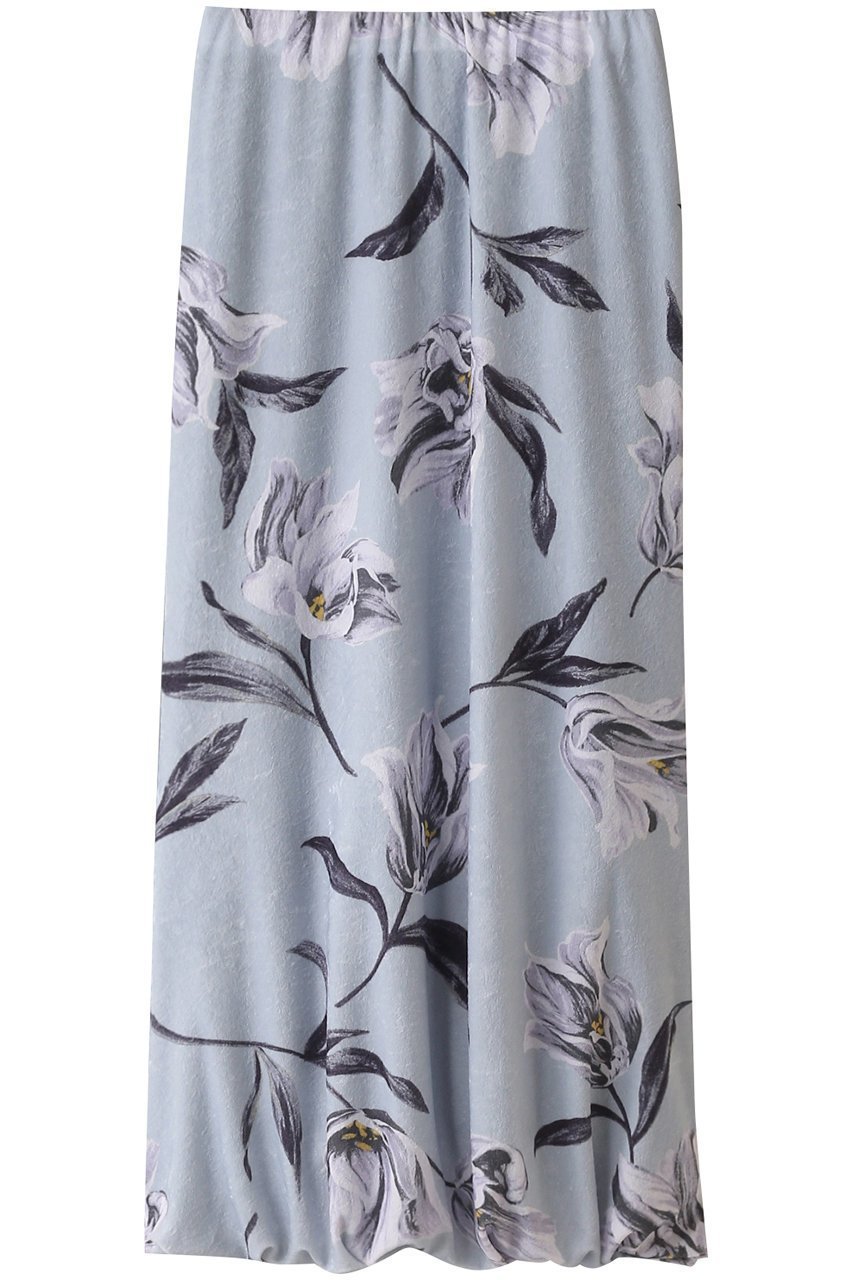 【スタニングルアー/STUNNING LURE】のフローラルベロアバルーンスカート インテリア・キッズ・メンズ・レディースファッション・服の通販 founy(ファニー) 　ファッション　Fashion　レディースファッション　Fashion for Women　スカート　Skirts　ロングスカート　Long Skirts / Maxi & Midi Skirts　スリット　Slit, Slit Detail　バルーン　Balloon, Balloon Silhouette　ベロア　Velour, Soft Velvet　ロング　Long, Long-Length　夏　Summer　春　Spring　S/S・春夏　SS, Spring/Summer, Warm Season　ライトブルー|ID: prp329100004852760 ipo3291000000035639236