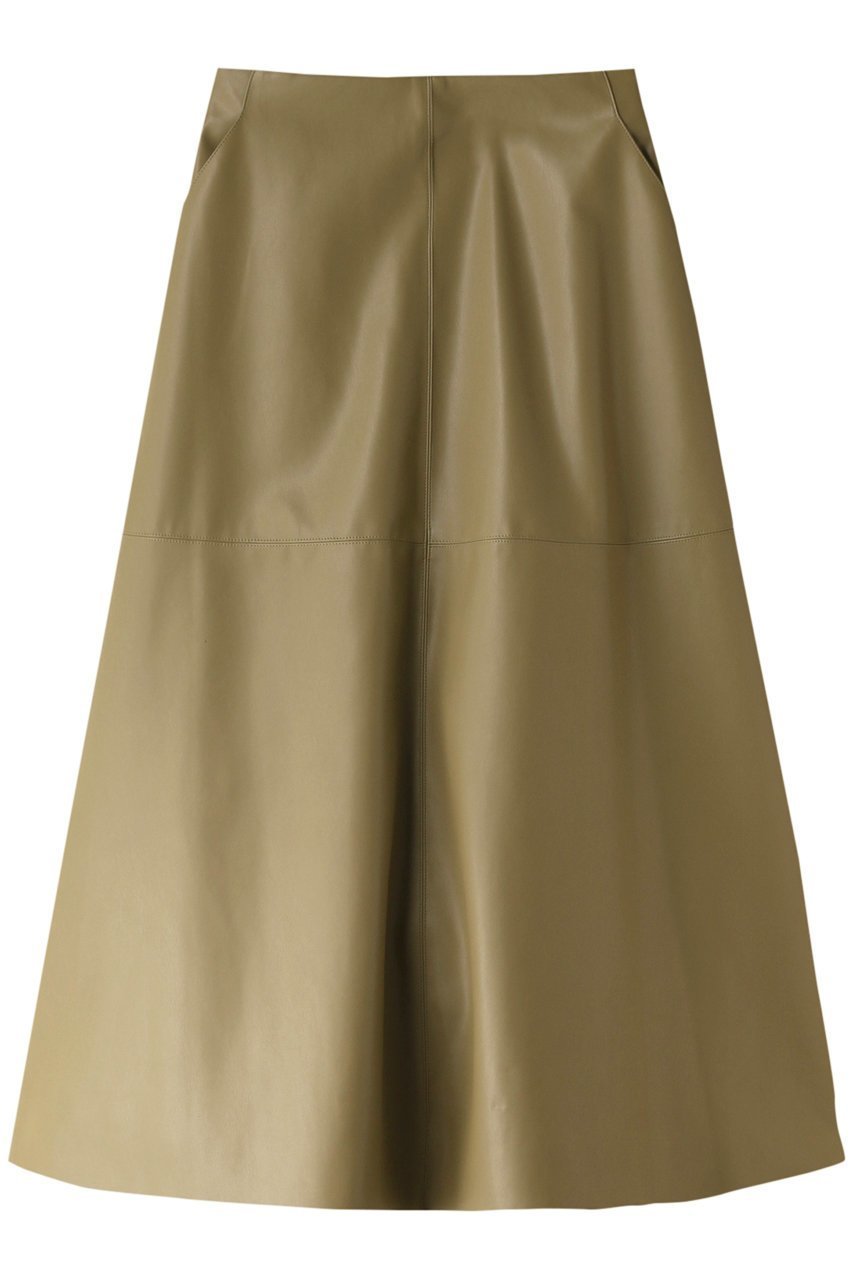 【スタニングルアー/STUNNING LURE】のフェイクレザーフレアスカート インテリア・キッズ・メンズ・レディースファッション・服の通販 founy(ファニー) 　ファッション　Fashion　レディースファッション　Fashion for Women　スカート　Skirts　Aライン・フレアスカート　A-Line & Flared Skirts　ロングスカート　Long Skirts / Maxi & Midi Skirts　フェイクレザー　Faux Leather, PU Leather　フレア　Flare, Flared　ロング　Long, Long-Length　ライトカーキ|ID: prp329100004852767 ipo3291000000035639334