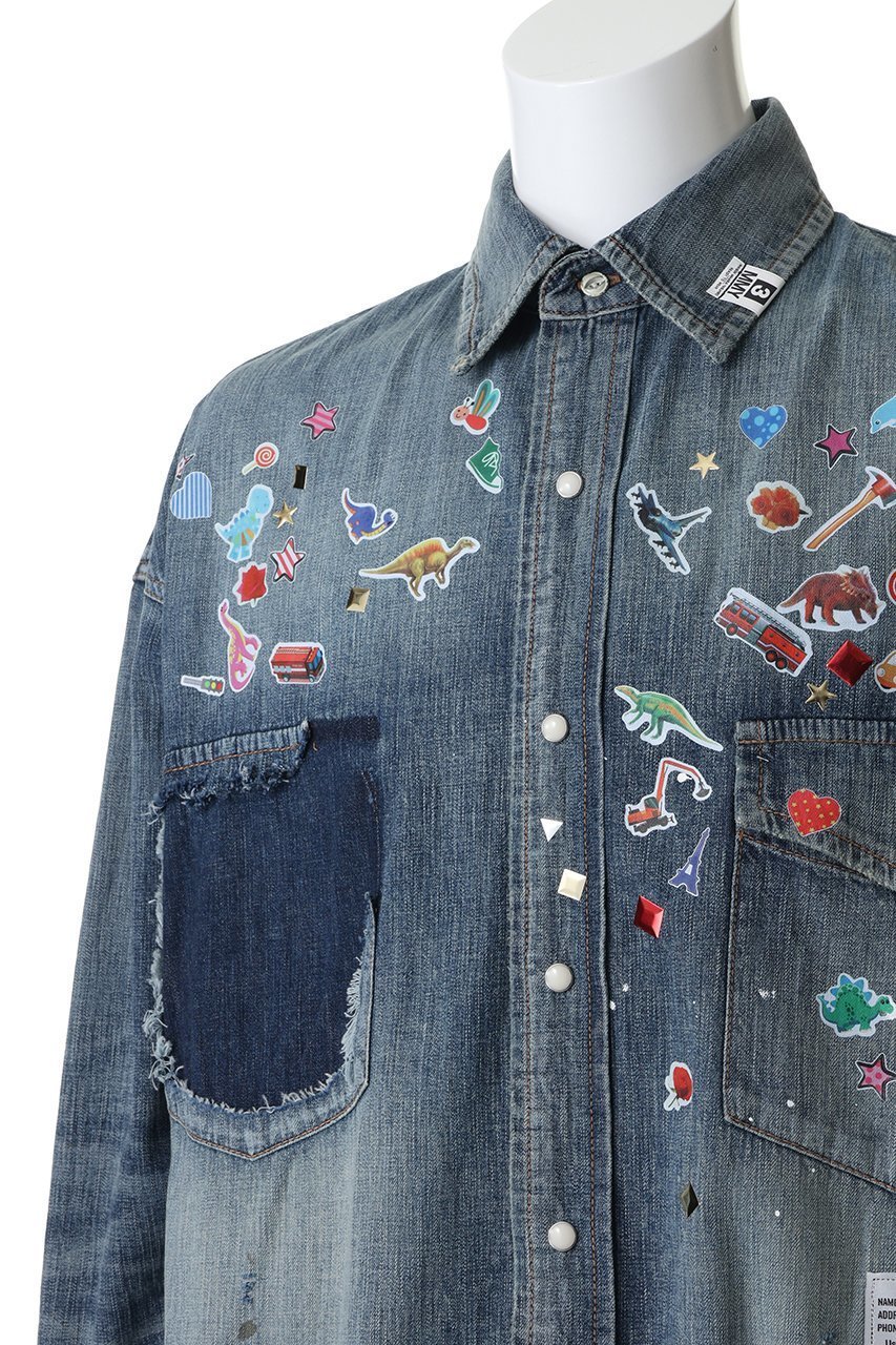【メゾン ミハラヤスヒロ/Maison MIHARA YASUHIRO / MEN】の【MEN】【Maison MIHARA YASUHIRO】デニム シャツ with STICKER 人気、トレンドファッション・服の通販 founy(ファニー) 　ファッション　Fashion　メンズファッション　Fashion for Men　2026年　2026　ジャケット　Jacket, Outerwear　ダメージ　Distressed, Destroyed　デニム　Denim, Jeans Material　ブルゾン　Blouson, Bomber Jacket　夏　Summer　春　Spring　S/S・春夏　SS, Spring/Summer, Warm Season　other-5|ID: prp329100004854128 ipo3291000000035820045