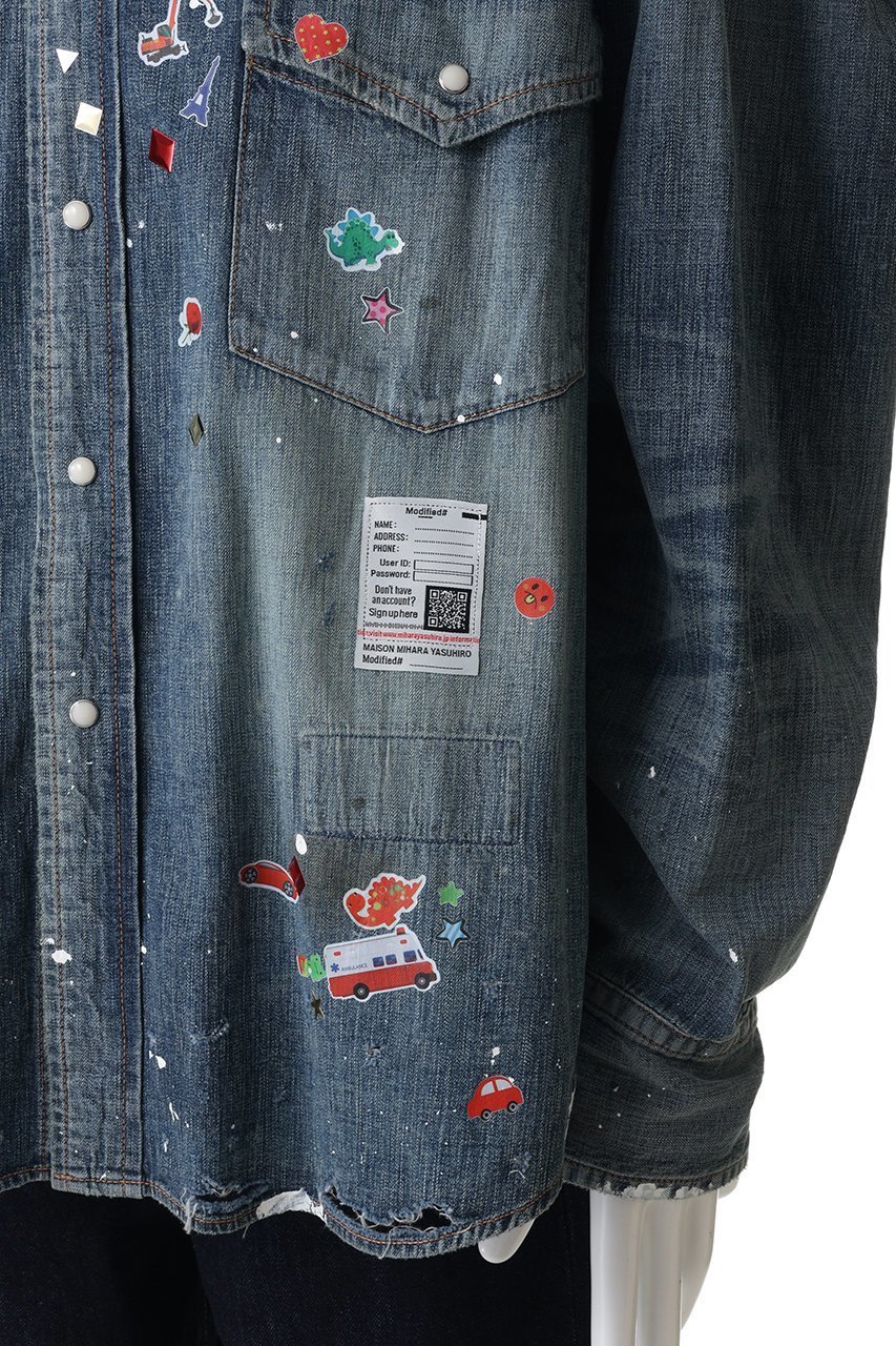 【メゾン ミハラヤスヒロ/Maison MIHARA YASUHIRO / MEN】の【MEN】【Maison MIHARA YASUHIRO】デニム シャツ with STICKER 人気、トレンドファッション・服の通販 founy(ファニー) 　ファッション　Fashion　メンズファッション　Fashion for Men　2026年　2026　ジャケット　Jacket, Outerwear　ダメージ　Distressed, Destroyed　デニム　Denim, Jeans Material　ブルゾン　Blouson, Bomber Jacket　夏　Summer　春　Spring　S/S・春夏　SS, Spring/Summer, Warm Season　other-6|ID: prp329100004854128 ipo3291000000035820048