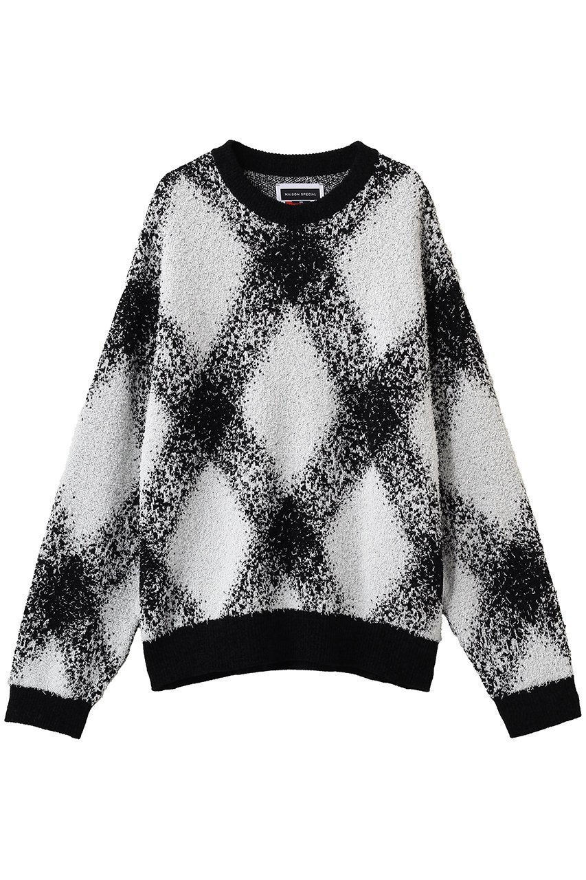 【メゾンスペシャル/MAISON SPECIAL】の【UNISEX】ファンシーヤーンアーガイル クルーニットPO インテリア・キッズ・メンズ・レディースファッション・服の通販 founy(ファニー) 　ファッション　Fashion　レディースファッション　Fashion for Women　トップス・カットソー　Cut & Sew Tops　ニット　Knit Tops & Sweaters　カジュアルプルオーバー・ニットトップス　Pullovers & Knit Tops / Casual Pullovers　2026年　2026　ユニセックス　Unisex, Genderless　トレンド　Trend, Trending Now　バランス　Balance, Style Balance　ボトム　Bottoms, Lower Wear　モチーフ　Motif, Design Theme　夏　Summer　春　Spring　S/S・春夏　SS, Spring/Summer, Warm Season　BLK(ブラック)|ID: prp329100004854144 ipo3291000000036102547