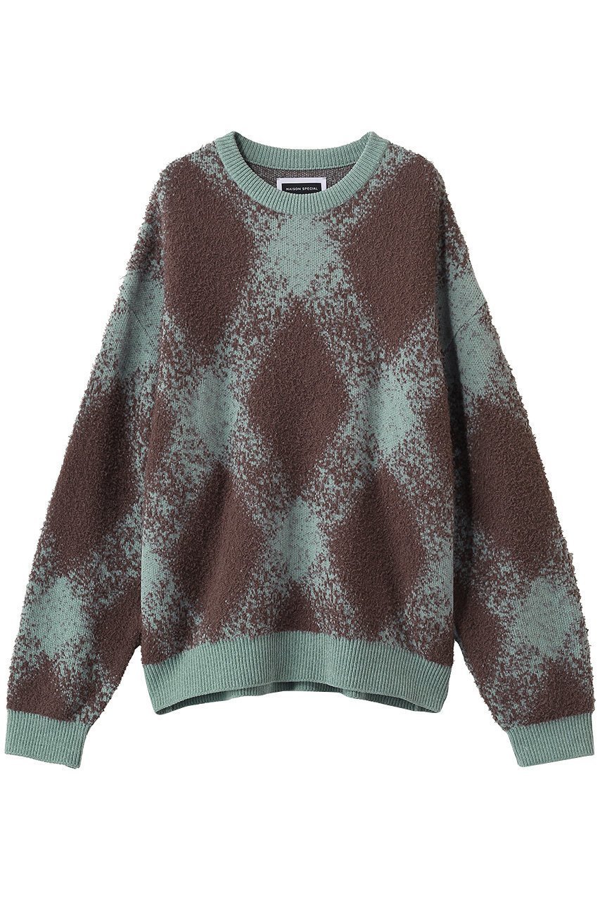 【メゾンスペシャル/MAISON SPECIAL】の【UNISEX】ファンシーヤーンアーガイル クルーニットPO インテリア・キッズ・メンズ・レディースファッション・服の通販 founy(ファニー) 　ファッション　Fashion　レディースファッション　Fashion for Women　トップス・カットソー　Cut & Sew Tops　ニット　Knit Tops & Sweaters　カジュアルプルオーバー・ニットトップス　Pullovers & Knit Tops / Casual Pullovers　2026年　2026　ユニセックス　Unisex, Genderless　トレンド　Trend, Trending Now　バランス　Balance, Style Balance　ボトム　Bottoms, Lower Wear　モチーフ　Motif, Design Theme　夏　Summer　春　Spring　S/S・春夏　SS, Spring/Summer, Warm Season　L.GRN(ライトグリーン)|ID: prp329100004854144 ipo3291000000036102548