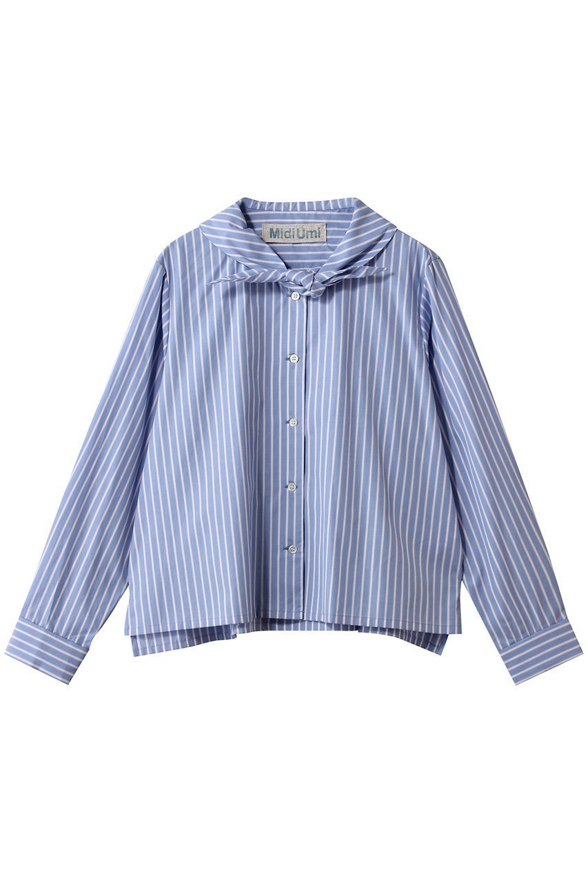 【ミディウミ/MidiUmi】のscarf like short shirt シャツ インテリア・キッズ・メンズ・レディースファッション・服の通販 founy(ファニー) ファッション Fashion レディースファッション Fashion for Women トップス・カットソー Cut & Sew Tops シャツ・ブラウス・オフィスカジュアル Elegant Blouses & Button-Ups ロングTシャツ・Tシャツ Longline T-Shirts & Tees 2026年 2026 ショート Short, Short Length ストライプ Stripe, Striped Pattern スリーブ Sleeve, Long Sleeve / Short Sleeve バランス Balance, Style Balance ロング Long, Long-Length 夏 Summer 春 Spring S/S・春夏 SS, Spring/Summer, Warm Season blue|ID: prp329100004854146 ipo3291000000035956171