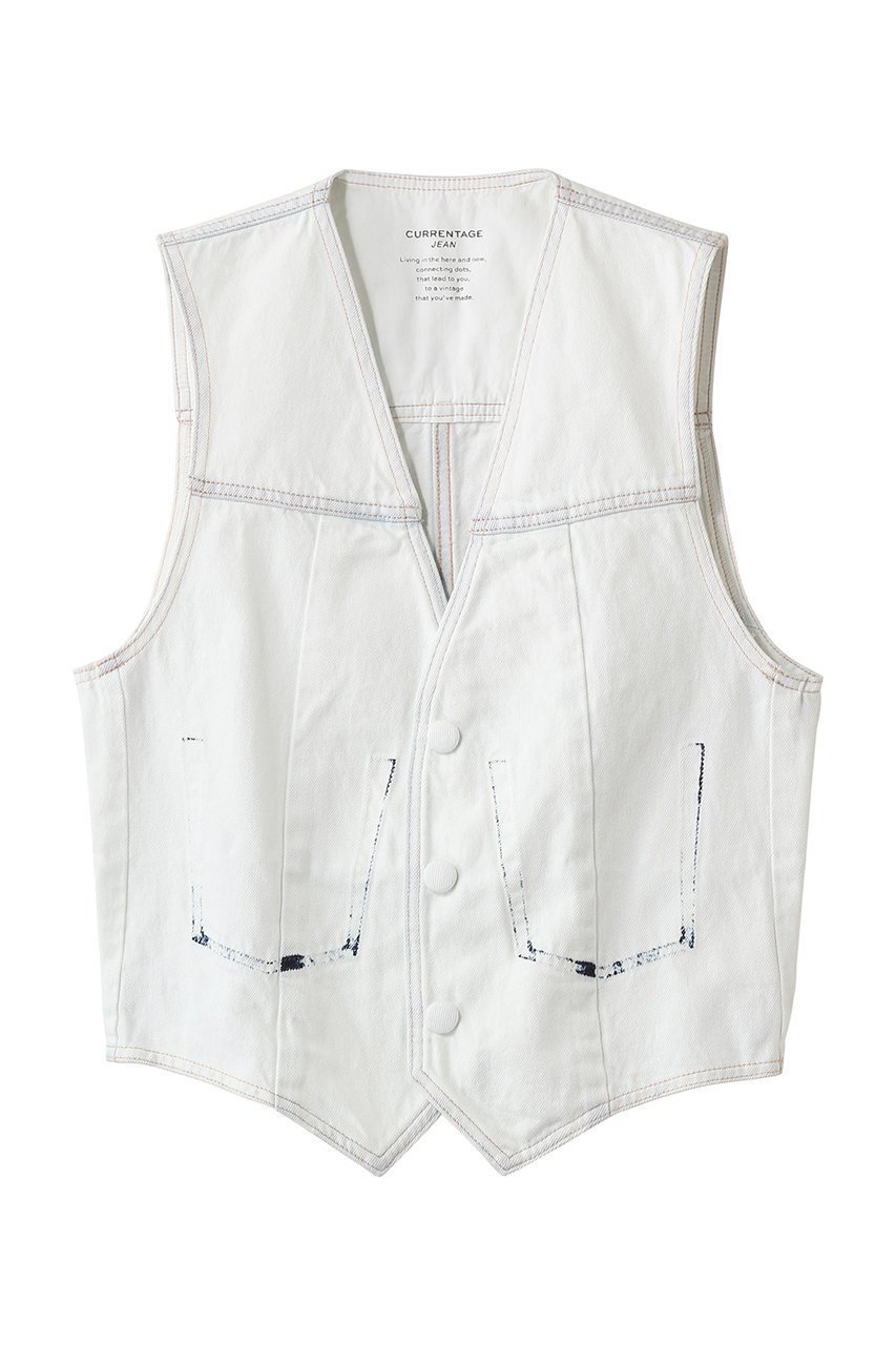 【マルティニーク/martinique】の【CURRENTAGE】デニムジレ インテリア・キッズ・メンズ・レディースファッション・服の通販 founy(ファニー) 　ファッション　Fashion　レディースファッション　Fashion for Women　アウター　Coat / Outerwear Collection　レディースジャケット・軽アウター　Jackets　2026年　2026　カットソー　Cut and Sewn Top　ジャケット　Jacket, Outerwear　フェミニン　Feminine, Girly　ベスト　Vest, Waistcoat　ポケット　Pocket, Pocket Detail　モダン　Modern, Contemporary　夏　Summer　春　Spring　S/S・春夏　SS, Spring/Summer, Warm Season　ホワイト|ID: prp329100004854306 ipo3291000000035706169