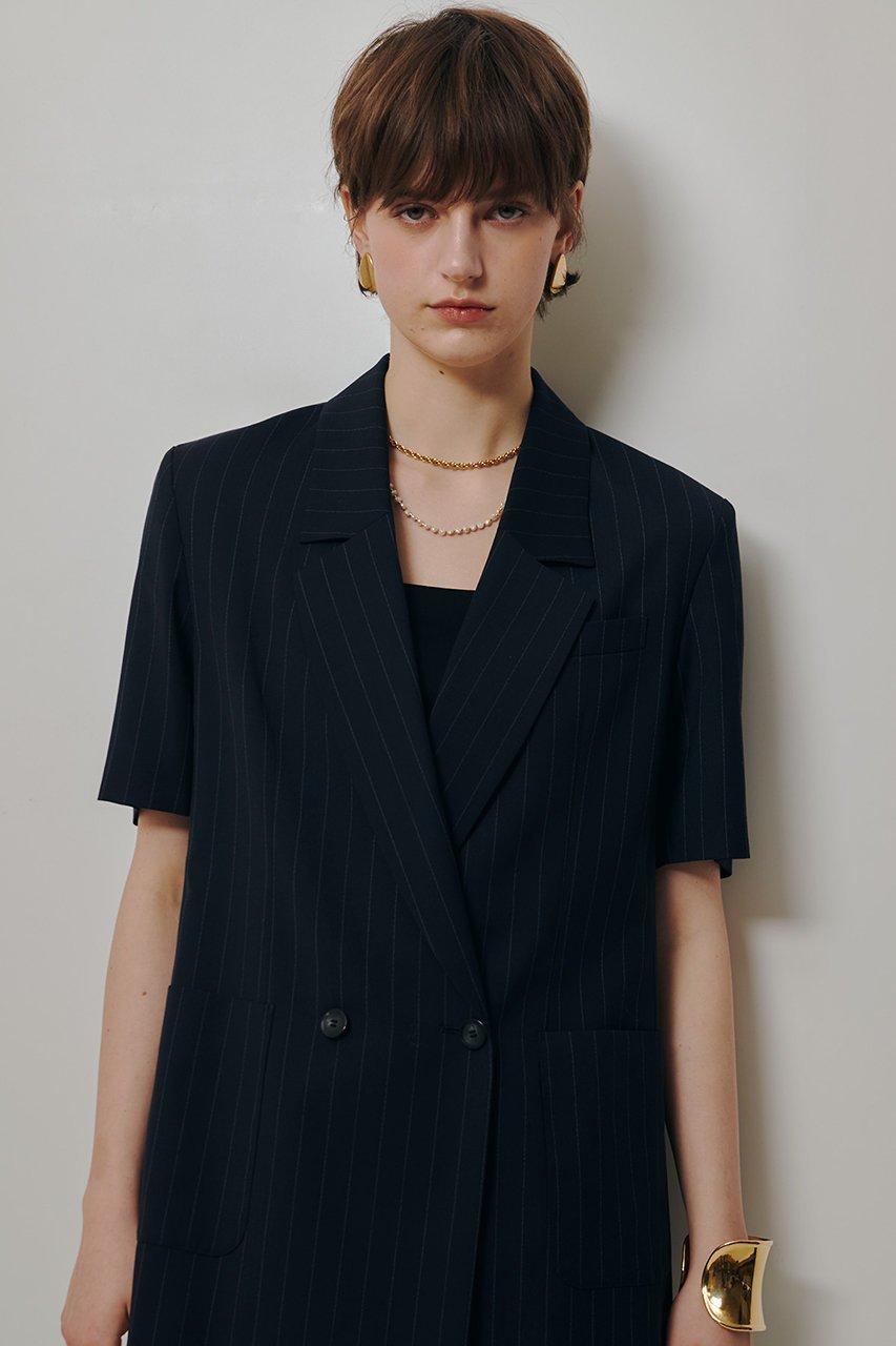 【アルアバイル/allureville】のTWストライプハーフスリーブジャケット 人気、トレンドファッション・服の通販 founy(ファニー) 　ファッション　Fashion　レディースファッション　Fashion for Women　アウター　Coat / Outerwear Collection　レディースジャケット・軽アウター　Jackets　2026年　2026　サマー　Summer, Summer Style　ジャケット　Jacket, Outerwear　ストライプ　Stripe, Striped Pattern　ダブル　Double, Double-Breasted　半袖　Short Sleeve, Half Sleeve　夏　Summer　春　Spring　S/S・春夏　SS, Spring/Summer, Warm Season　 other-1|ID: prp329100004854315 ipo3291000000035706276