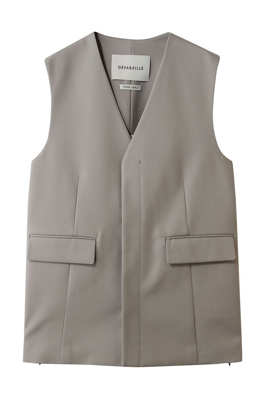 【デパリエ/DEPAREILLE】のウールナイロンギャバジンジレ インテリア・キッズ・メンズ・レディースファッション・服の通販 founy(ファウニー) 　ファッション　Fashion　レディースファッション　Fashion for Women　アウター　Coat / Outerwear Collection　レディースジャケット・軽アウター　Jackets　シンプル　Simple, Minimal　ジャケット　Jacket, Outerwear　スリット　Slit, Slit Detail　ベスト　Vest, Waistcoat　エレガント 上品　Elegant　グレージュ|ID: prp329100004854329 ipo3291000000036891777