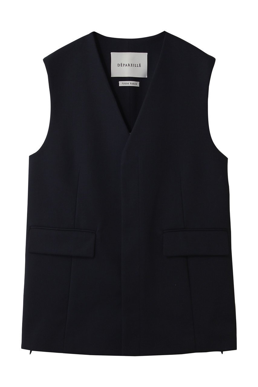 【デパリエ/DEPAREILLE】のウールナイロンギャバジンジレ インテリア・キッズ・メンズ・レディースファッション・服の通販 founy(ファウニー) 　ファッション　Fashion　レディースファッション　Fashion for Women　アウター　Coat / Outerwear Collection　レディースジャケット・軽アウター　Jackets　シンプル　Simple, Minimal　ジャケット　Jacket, Outerwear　スリット　Slit, Slit Detail　ベスト　Vest, Waistcoat　エレガント 上品　Elegant　ネイビー|ID: prp329100004854329 ipo3291000000036891779