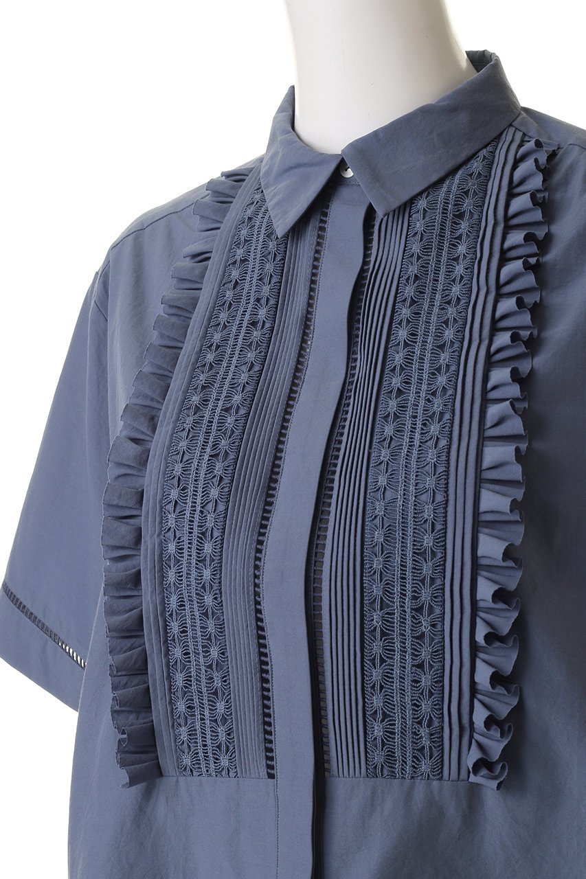 【マリリンムーン/MARILYN MOON】のハシゴレースタックフリルシャツ 人気、トレンドファッション・服の通販 founy(ファニー) 　ファッション　Fashion　レディースファッション　Fashion for Women　トップス・カットソー　Cut & Sew Tops　シャツ・ブラウス・オフィスカジュアル　Elegant Blouses & Button-Ups　2026年　2026　クロップド　Cropped, Short Length　コンパクト　Compact, Small Size　ショート　Short, Short Length　ジャケット　Jacket, Outerwear　スリーブ　Sleeve, Long Sleeve / Short Sleeve　バランス　Balance, Style Balance　フリル　Frill, Ruffle　ボックス　Boxy, Box Shape　レース　Lace, Lace Fabric　半袖　Short Sleeve, Half Sleeve　夏　Summer　春　Spring　S/S・春夏　SS, Spring/Summer, Warm Season　other-5|ID: prp329100004854636 ipo3291000000035719303