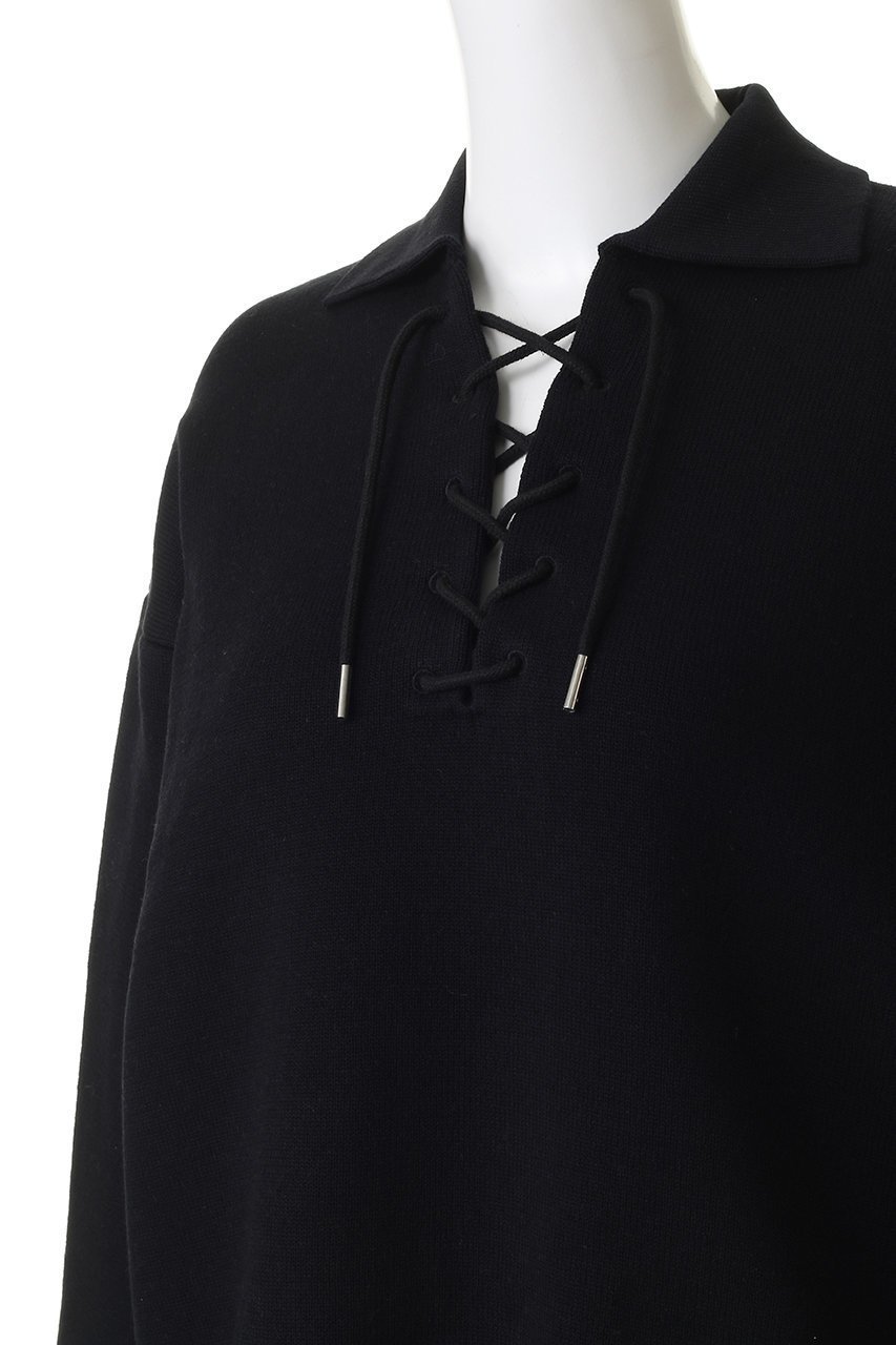 【プルミエ アロンディスモン/1er Arrondissement】のレースアップポロニットプルオーバー 人気、トレンドファッション・服の通販 founy(ファニー) 　ファッション　Fashion　レディースファッション　Fashion for Women　トップス・カットソー　Cut & Sew Tops　ニット　Knit Tops & Sweaters　カジュアルプルオーバー・ニットトップス　Pullovers & Knit Tops / Casual Pullovers　2026年　2026　おすすめ　Recommended / Our Picks　デニム　Denim, Jeans Material　フロント　Front, Front Design　ボトム　Bottoms, Lower Wear　レース　Lace, Lace Fabric　ワイド　Wide, Wide Fit　夏　Summer　春　Spring　S/S・春夏　SS, Spring/Summer, Warm Season　other-5|ID: prp329100004854653 ipo3291000000035719520