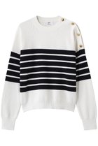 【プルミエ アロンディスモン/1er Arrondissement】のハイツイストコットンボーダープルオーバー 人気、トレンドファッション・服の通販 founy(ファニー) ファッション Fashion レディースファッション Fashion for Women トップス・カットソー Cut & Sew Tops ニット Knit Tops & Sweaters カジュアルプルオーバー・ニットトップス Pullovers & Knit Tops / Casual Pullovers 2026年 2026 なめらか Smooth, Silky Texture ショルダー Shoulder, Shoulder Strap ボーダー Border, Stripe エレガント 上品 Elegant 夏 Summer 春 Spring S/S・春夏 SS, Spring/Summer, Warm Season thumbnail ホワイト系|ID: prp329100004854654 ipo3291000000035719524