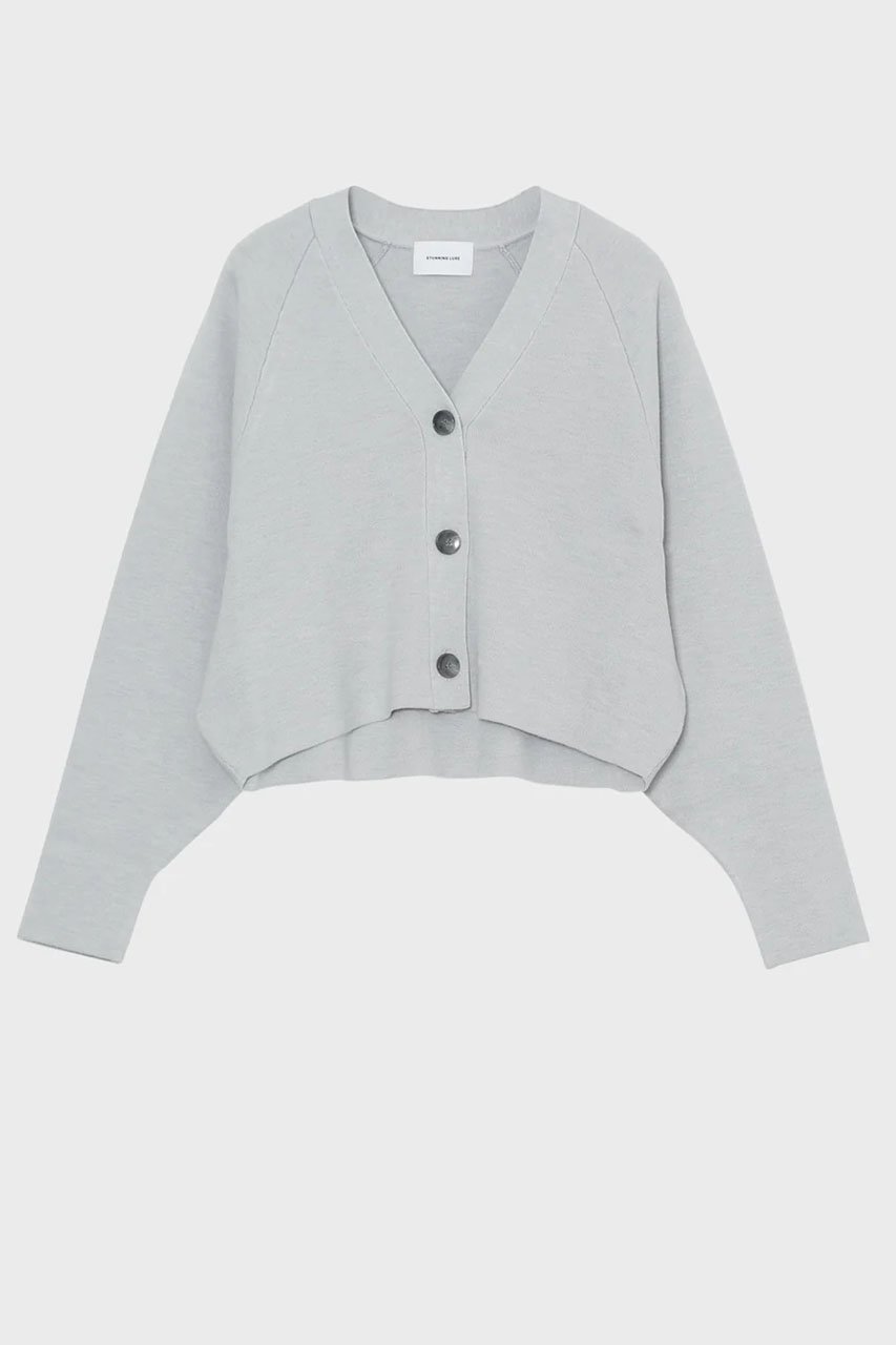 【スタニングルアー/STUNNING LURE】の【2/18 11:00販売開始】ダブルフェイスニットカーディガン インテリア・キッズ・メンズ・レディースファッション・服の通販 founy(ファニー) 　ファッション　Fashion　レディースファッション　Fashion for Women　トップス・カットソー　Cut & Sew Tops　ニット　Knit Tops & Sweaters　カーディガン・羽織り　Layered Style Cardigans　カーディガン　Cardigan, Knitwear　ショート　Short, Short Length　フォルム　Silhouette, Form　ワイド　Wide, Wide Fit　エレガント 上品　Elegant　新作・新入荷　New Arrivals / New In　ライトグレー|ID: prp329100004854893 ipo3291000000035734520