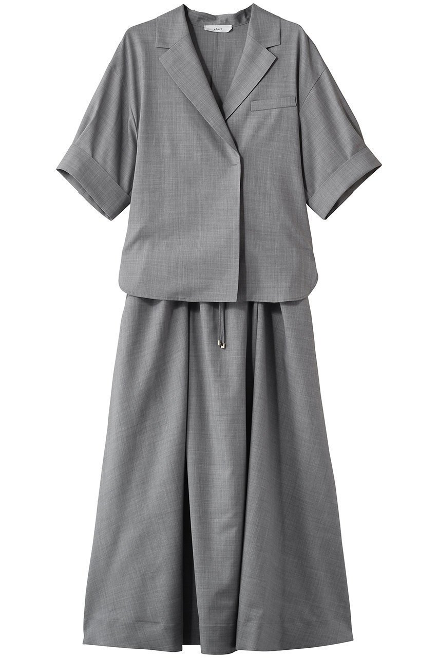 【エブール/ebure】の【2/13 0:00販売開始】ドライトロピカル テーラードカラーワンピース インテリア・キッズ・メンズ・レディースファッション・服の通販 founy(ファニー) 　ファッション　Fashion　レディースファッション　Fashion for Women　ワンピース　Dresses　チュニック　Tunic Tops & Dresses　2026年　2026　カフス　Cuff Design　チュニック　Tunic, Long Top　テーラード　Tailored, Tailored Fit　ポケット　Pocket, Pocket Detail　夏　Summer　春　Spring　S/S・春夏　SS, Spring/Summer, Warm Season　グレー|ID: prp329100004854896 ipo3291000000035734555