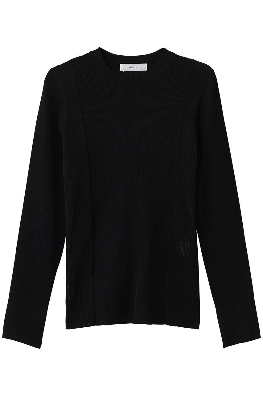 【エブール/ebure】の【2/13 0:00販売開始】ハイゲージファインリブ クルーネックニットプルオーバー インテリア・キッズ・メンズ・レディースファッション・服の通販 founy(ファニー) 　ファッション　Fashion　レディースファッション　Fashion for Women　トップス・カットソー　Cut & Sew Tops　ニット　Knit Tops & Sweaters　カジュアルプルオーバー・ニットトップス　Pullovers & Knit Tops / Casual Pullovers　2026年　2026　シルク　Silk, 100% Silk　シンプル　Simple, Minimal　バランス　Balance, Style Balance　フィット　Fit, Slim Fit　夏　Summer　春　Spring　S/S・春夏　SS, Spring/Summer, Warm Season　ブラック|ID: prp329100004854902 ipo3291000000035734628