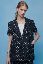 【アルアバイル/allureville】の【LOULOU WILLOUGHBY】リネン混ドットハーフスリーブジャケット ブラック系|ID: prp329100004855388 ipo3291000000035776509