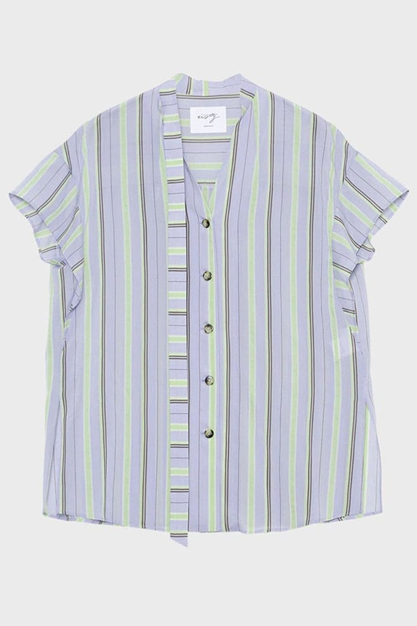 【スタニングルアー/STUNNING LURE】の【Waltz】ストライプアシンメトリーカラーシャツ 人気、トレンドファッション・服の通販 founy(ファニー) 　ファッション　Fashion　レディースファッション　Fashion for Women　トップス・カットソー　Cut & Sew Tops　シャツ・ブラウス・オフィスカジュアル　Elegant Blouses & Button-Ups　2026年　2026　アシンメトリー　Asymmetrical Style　インナー　Innerwear　ショルダー　Shoulder, Shoulder Strap　ジャケット　Jacket, Outerwear　ストライプ　Stripe, Striped Pattern　スリーブ　Sleeve, Long Sleeve / Short Sleeve　ドロップ　Drop Shoulder, Dropped Style　バランス　Balance, Style Balance　ヘムライン　Hemline, Bottom Cut　モダン　Modern, Contemporary　ラウンド　Round, Round Neck　ロング　Long, Long-Length　ワッシャー　Washer, Crinkled Finish　夏　Summer　春　Spring　S/S・春夏　SS, Spring/Summer, Warm Season　 other-1|ID: prp329100004855407 ipo3291000000035776722