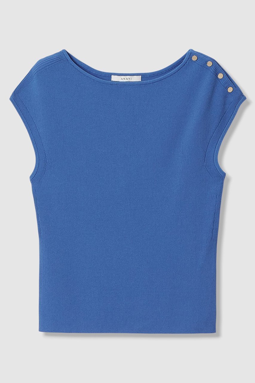 【アナイ/ANAYI】のレーヨンポリエステルストレッチショルダー釦 プルオーバー インテリア・キッズ・メンズ・レディースファッション・服の通販 founy(ファニー) 　ファッション　Fashion　レディースファッション　Fashion for Women　トップス・カットソー　Cut & Sew Tops　ニット　Knit Tops & Sweaters　カジュアルプルオーバー・ニットトップス　Pullovers & Knit Tops / Casual Pullovers　2026年　2026　インナー　Innerwear　メタル　Metal, Metal Parts　夏　Summer　春　Spring　S/S・春夏　SS, Spring/Summer, Warm Season　ブルー|ID: prp329100004855416 ipo3291000000035776791