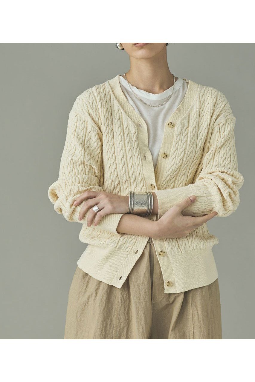 【カレンソロジー/Curensology】のローシルクケーブルカーディガン インテリア・キッズ・メンズ・レディースファッション・服の通販 founy(ファニー) 　ファッション　Fashion　レディースファッション　Fashion for Women　トップス・カットソー　Cut & Sew Tops　ニット　Knit Tops & Sweaters　カーディガン・羽織り　Layered Style Cardigans　2026年　2026　おすすめ　Recommended / Our Picks　インナー　Innerwear　カーディガン　Cardigan, Knitwear　セットアップ　Set-Up, Coordinated Outfit　リラックス　Relax, Relaxed Fit　夏　Summer　春　Spring　S/S・春夏　SS, Spring/Summer, Warm Season　クリーム|ID: prp329100004855419 ipo3291000000035776817