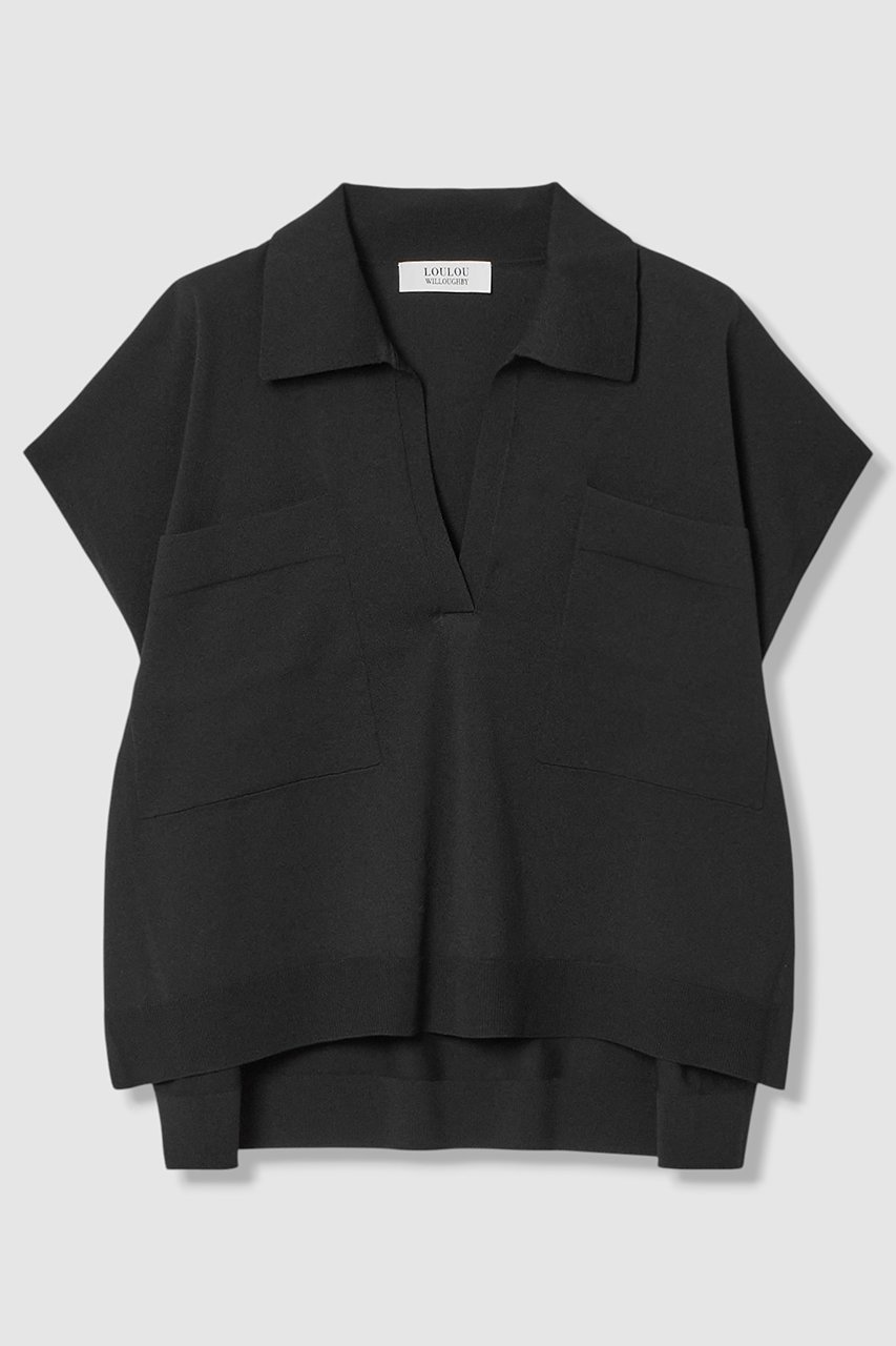 【アルアバイル/allureville】の【LOULOU WILLOUGHBY】ハイツイストスキッパープルオーバー インテリア・キッズ・メンズ・レディースファッション・服の通販 founy(ファニー) 　ファッション　Fashion　レディースファッション　Fashion for Women　トップス・カットソー　Cut & Sew Tops　ニット　Knit Tops & Sweaters　カジュアルプルオーバー・ニットトップス　Pullovers & Knit Tops / Casual Pullovers　スキッパー　Skipper, Open Collar　ツイスト　Tweed, Tweed Fabric　ドロップ　Drop Shoulder, Dropped Style　バランス　Balance, Style Balance　ポケット　Pocket, Pocket Detail　新作・新入荷　New Arrivals / New In　ブラック|ID: prp329100004855424 ipo3291000000035776863