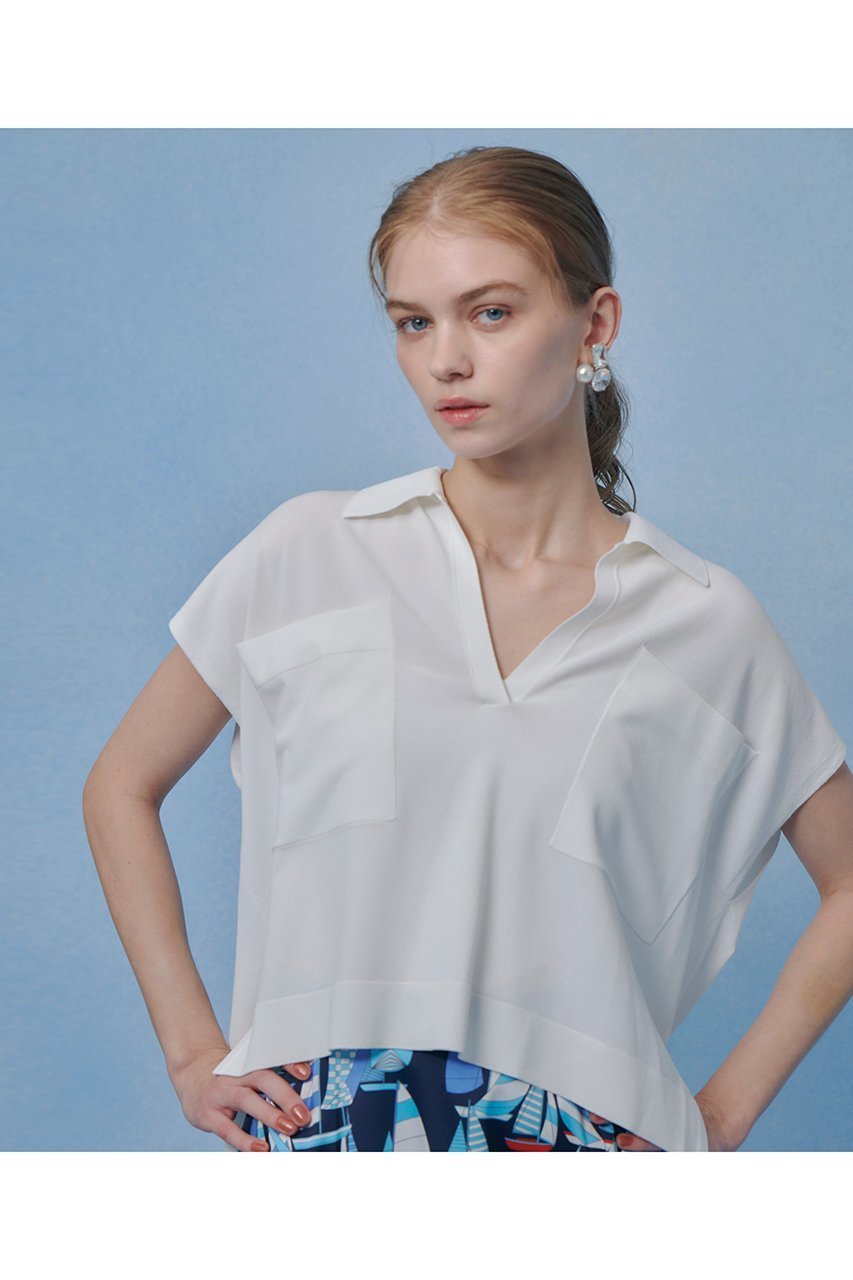 【アルアバイル/allureville】の【LOULOU WILLOUGHBY】ハイツイストスキッパープルオーバー インテリア・キッズ・メンズ・レディースファッション・服の通販 founy(ファニー) 　ファッション　Fashion　レディースファッション　Fashion for Women　トップス・カットソー　Cut & Sew Tops　ニット　Knit Tops & Sweaters　カジュアルプルオーバー・ニットトップス　Pullovers & Knit Tops / Casual Pullovers　スキッパー　Skipper, Open Collar　ツイスト　Tweed, Tweed Fabric　ドロップ　Drop Shoulder, Dropped Style　バランス　Balance, Style Balance　ポケット　Pocket, Pocket Detail　オフホワイト|ID: prp329100004855424 ipo3291000000035906447