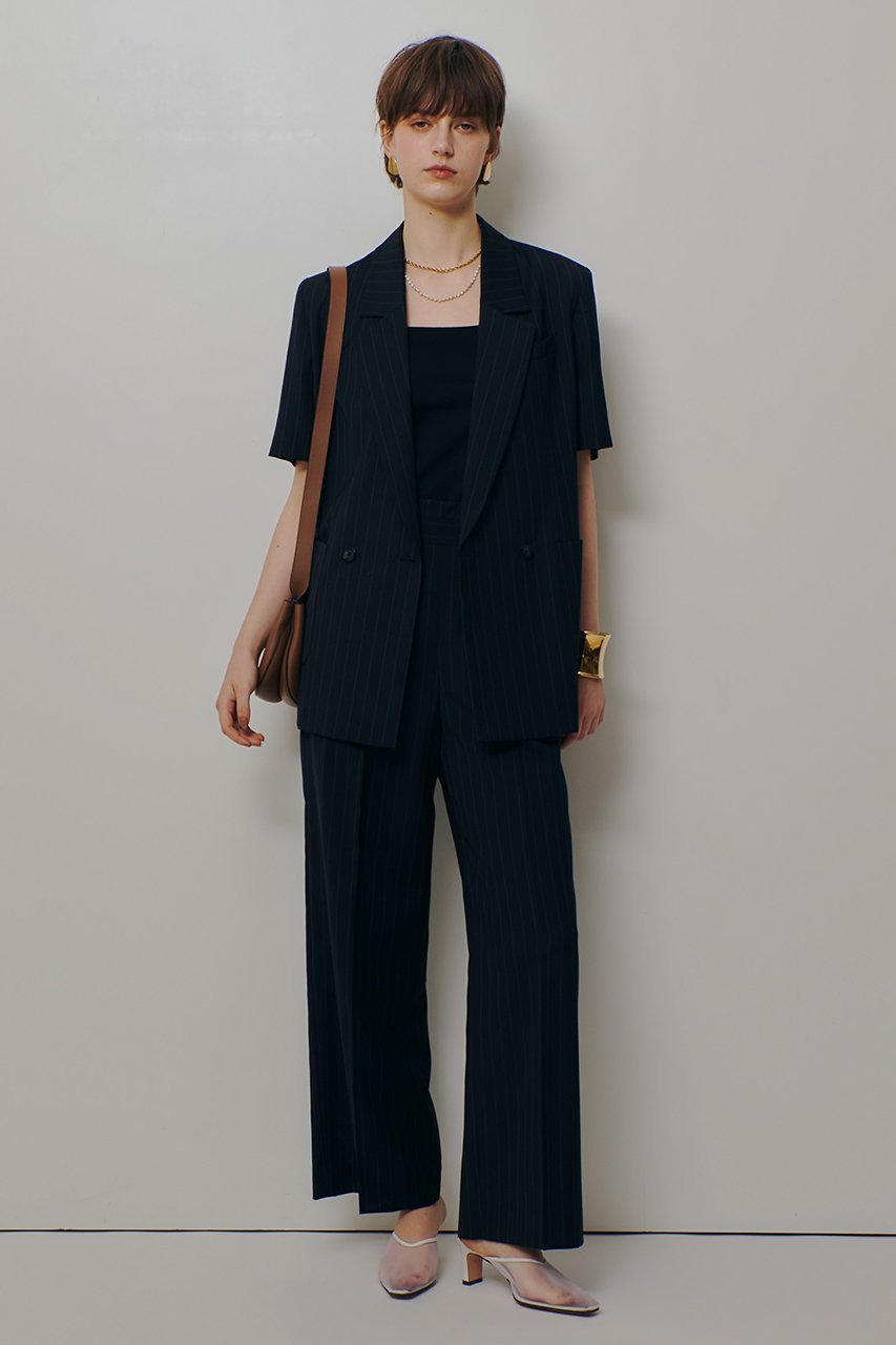 【アルアバイル/allureville】のTWストライプウェストタックパンツ 人気、トレンドファッション・服の通販 founy(ファニー) 　ファッション　Fashion　レディースファッション　Fashion for Women　パンツ　Pants & Trousers　2026年　2026　おすすめ　Recommended / Our Picks　エレガント 上品　Elegant　サマー　Summer, Summer Style　ジャケット　Jacket, Outerwear　ストライプ　Stripe, Striped Pattern　ハーフ　Half, Half-Length　マニッシュ　Mannish, Boyish　夏　Summer　春　Spring　S/S・春夏　SS, Spring/Summer, Warm Season　other-7|ID: prp329100004855428 ipo3291000000035776903